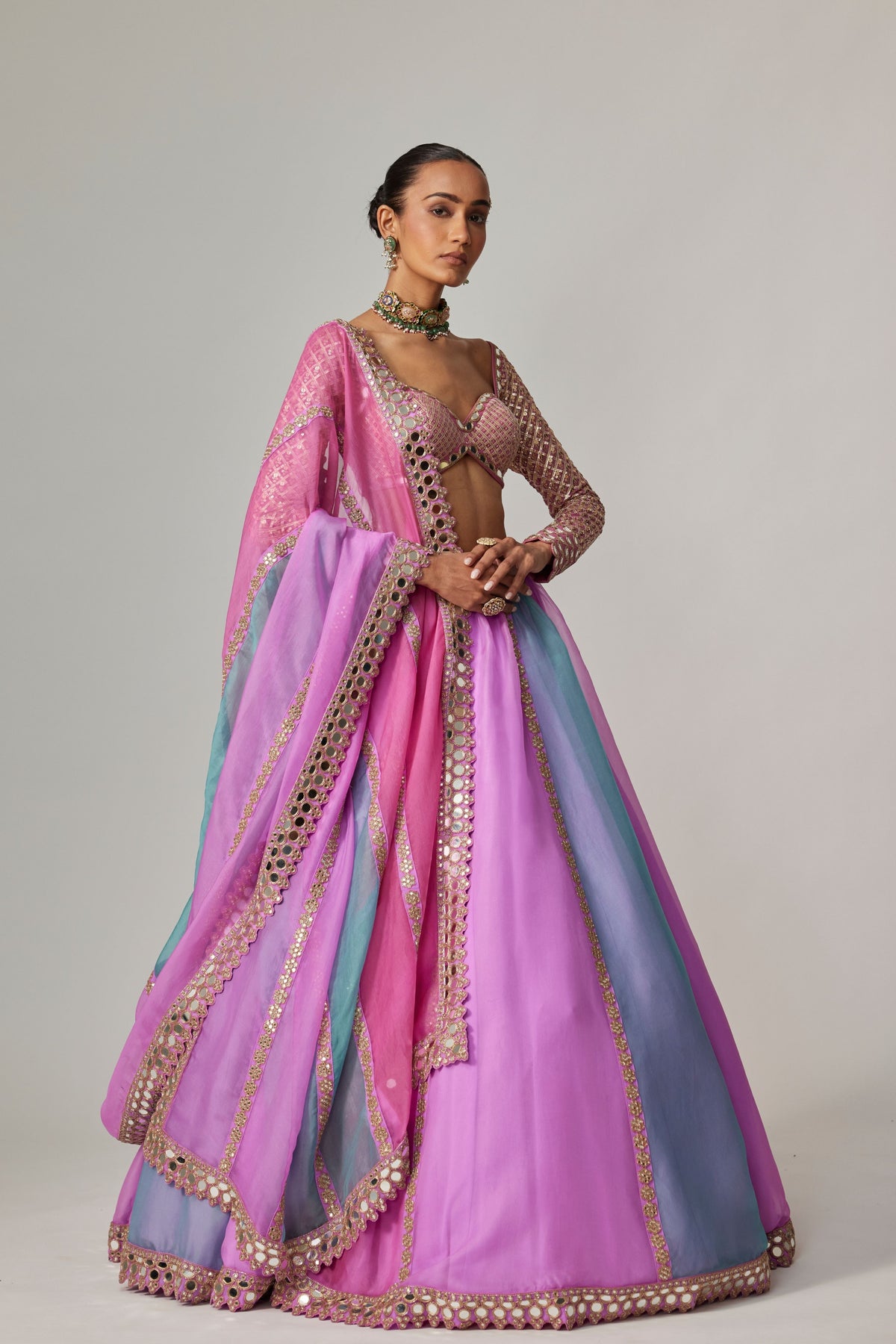 Dark Blush Multicolor Lehenga Set
