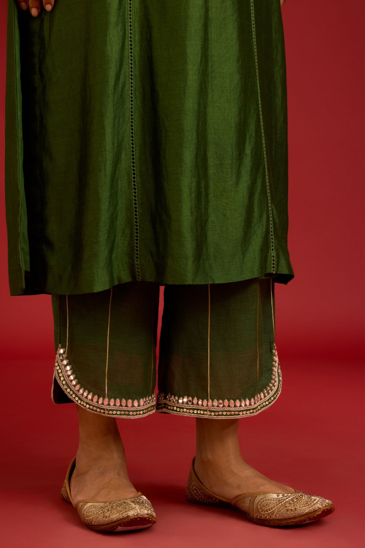 Green Chinniya Kurta Set