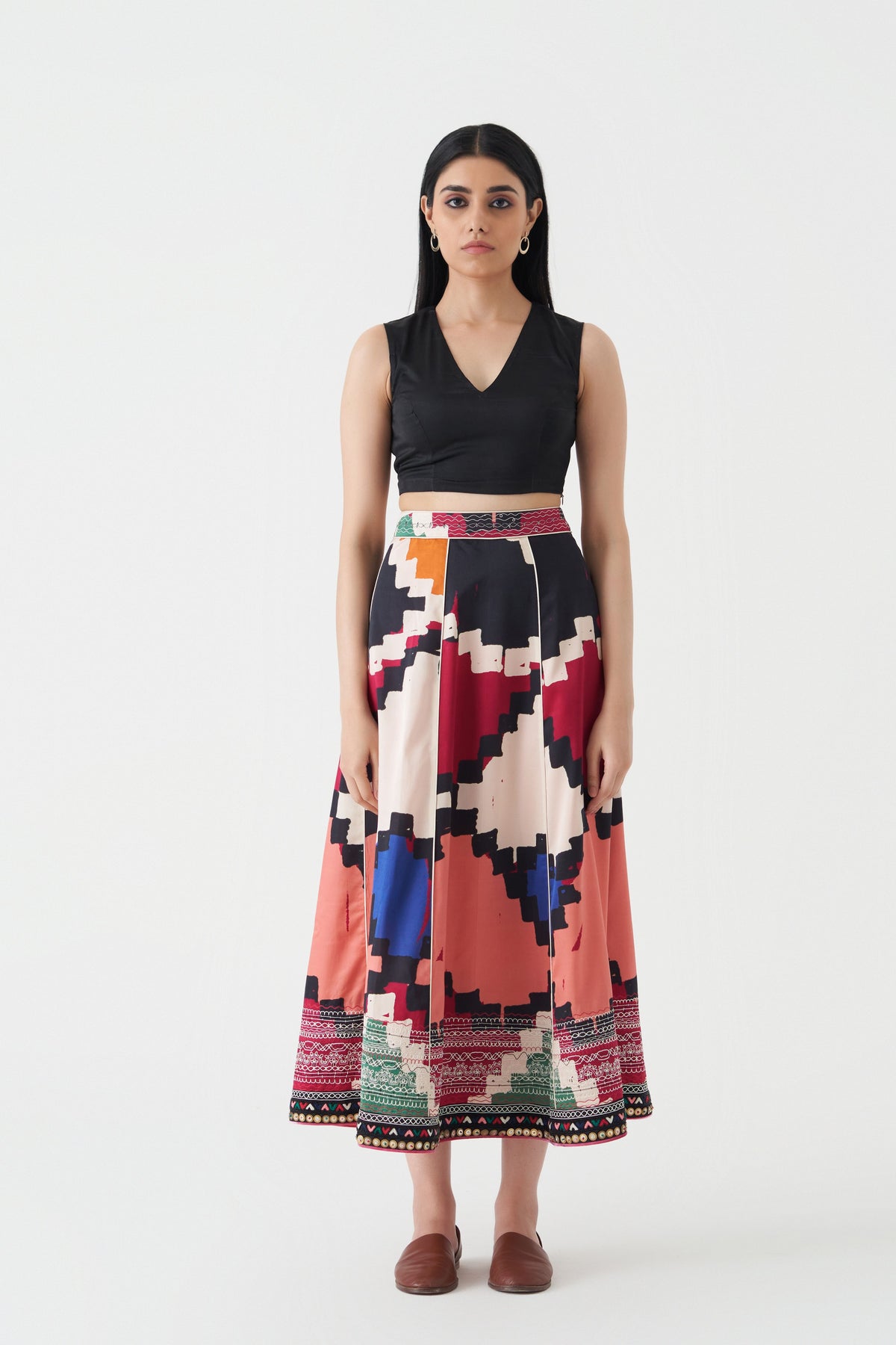 Print and Embroidered Toluca Skirt
