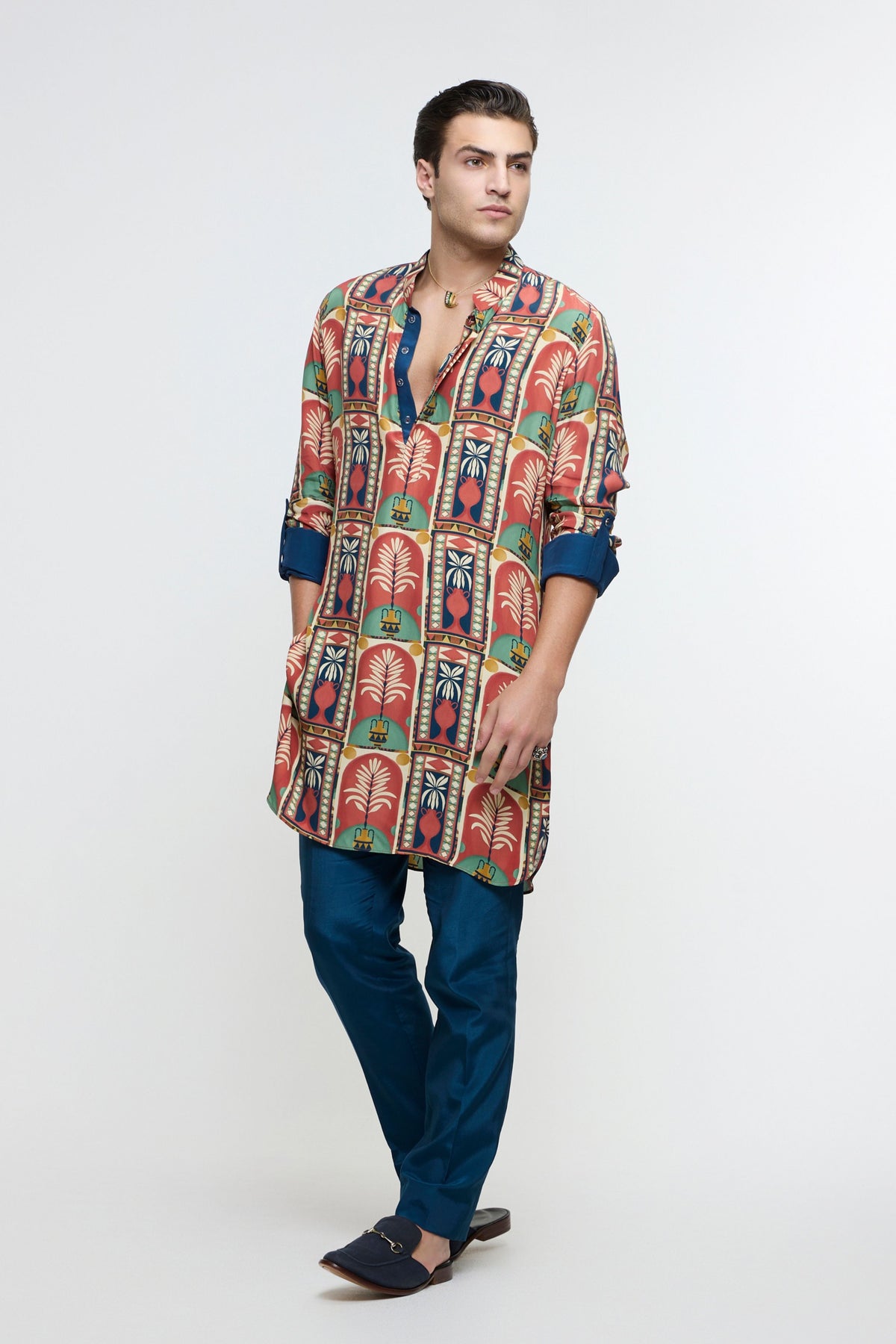 Charbagh Rolled Up Kurta