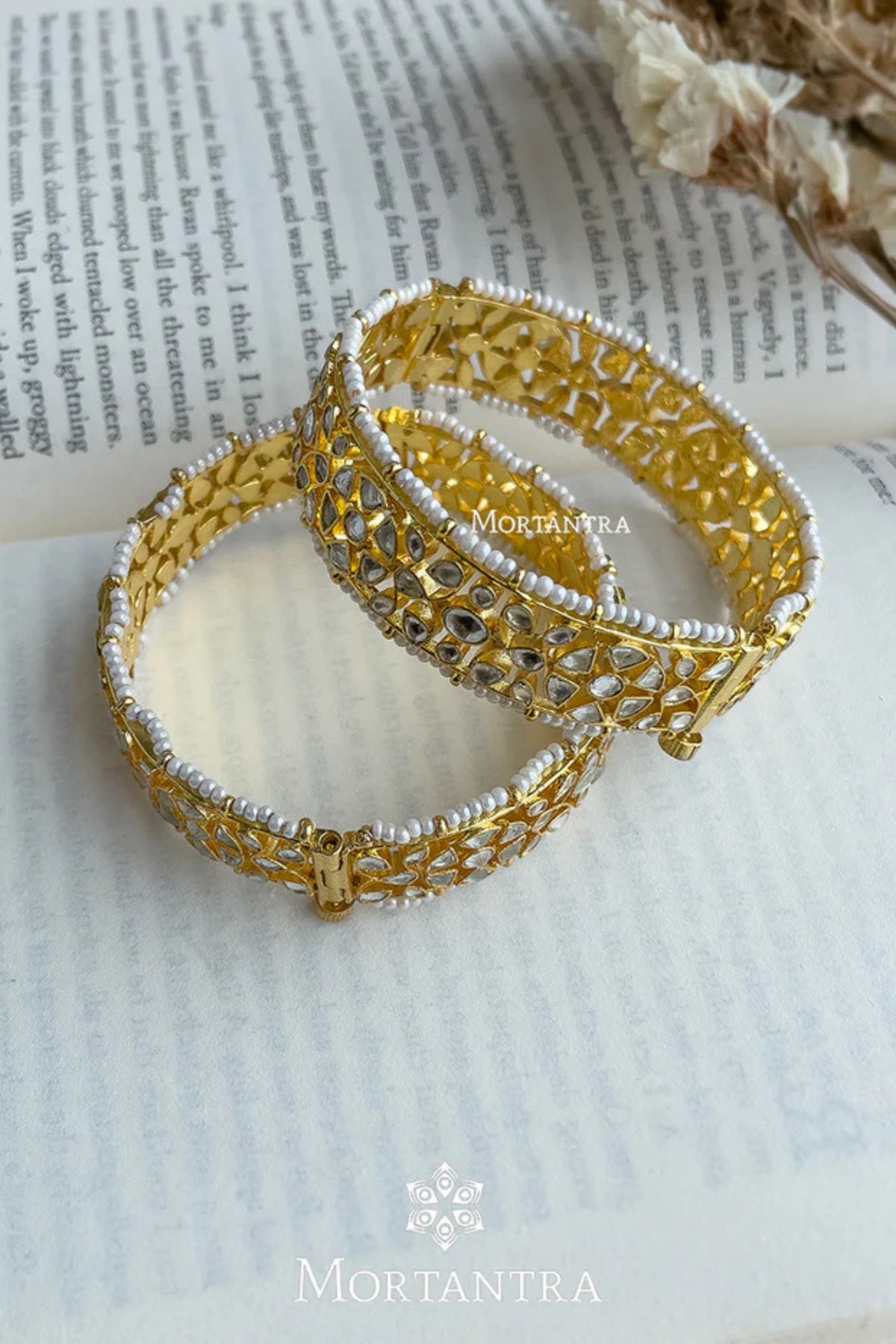 White Jadau Kundan Bangles