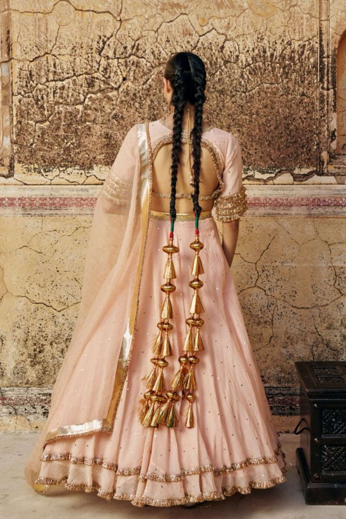Vintage Blush Mukesh Lehenga Set
