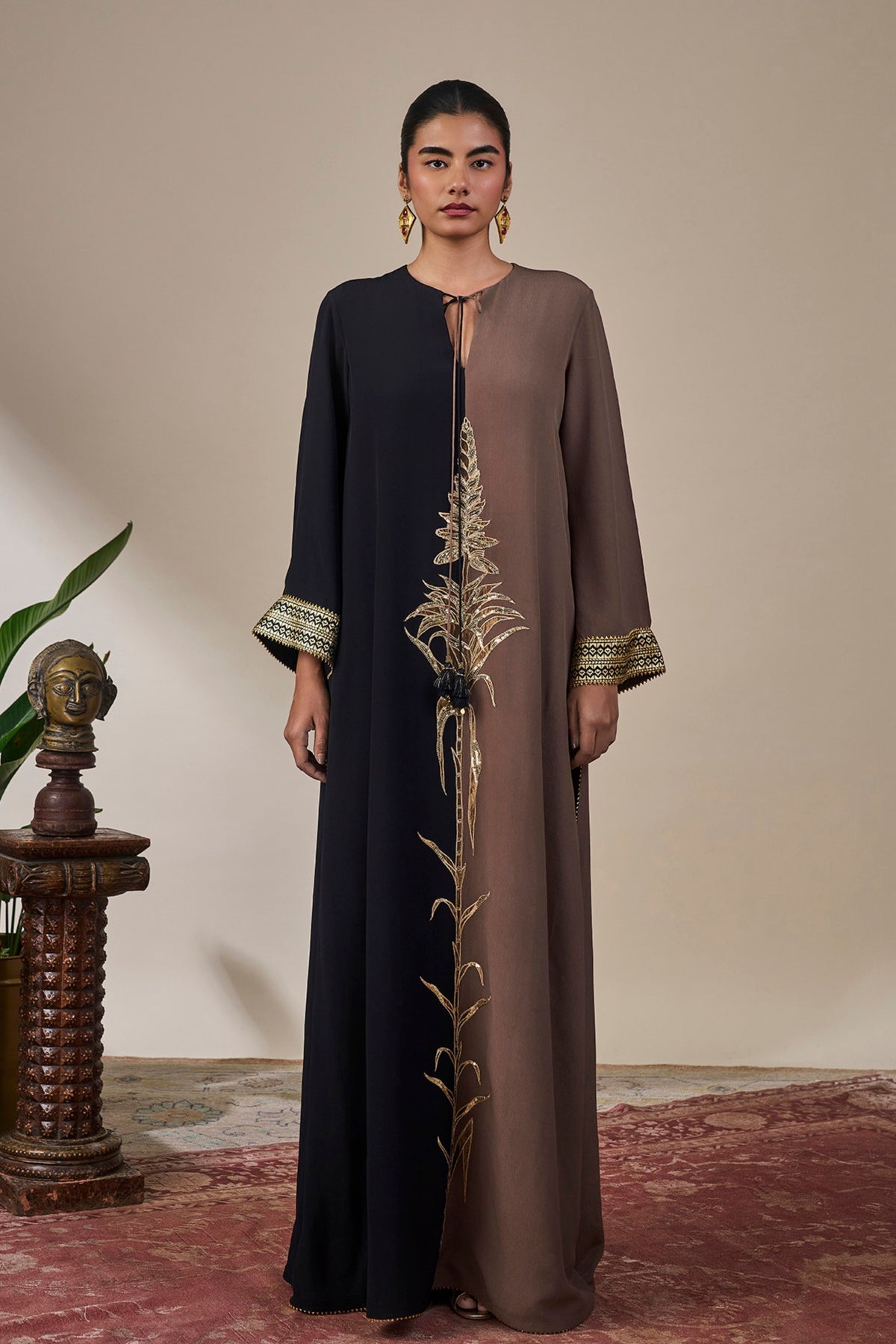 Black & Brown Shaahi Bloom Kaftan