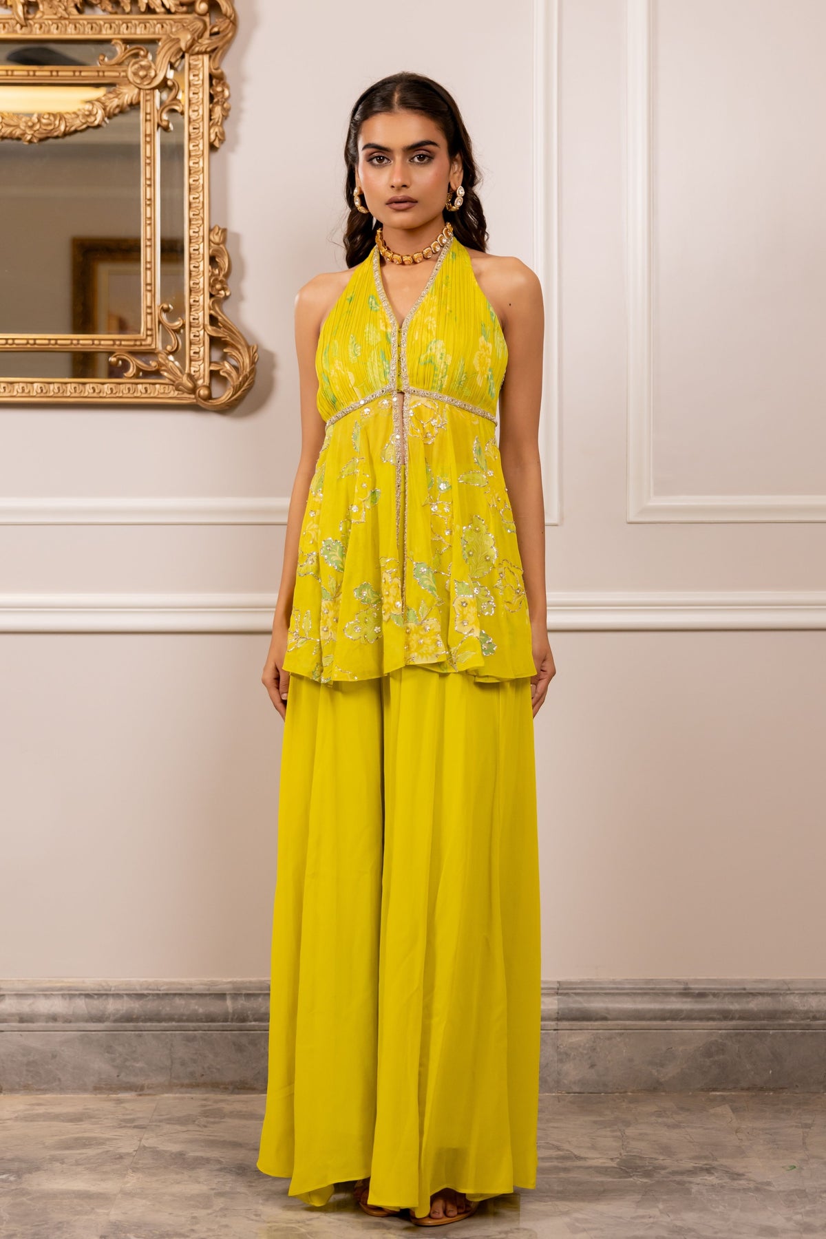 Melinda Yellow Peplum Set