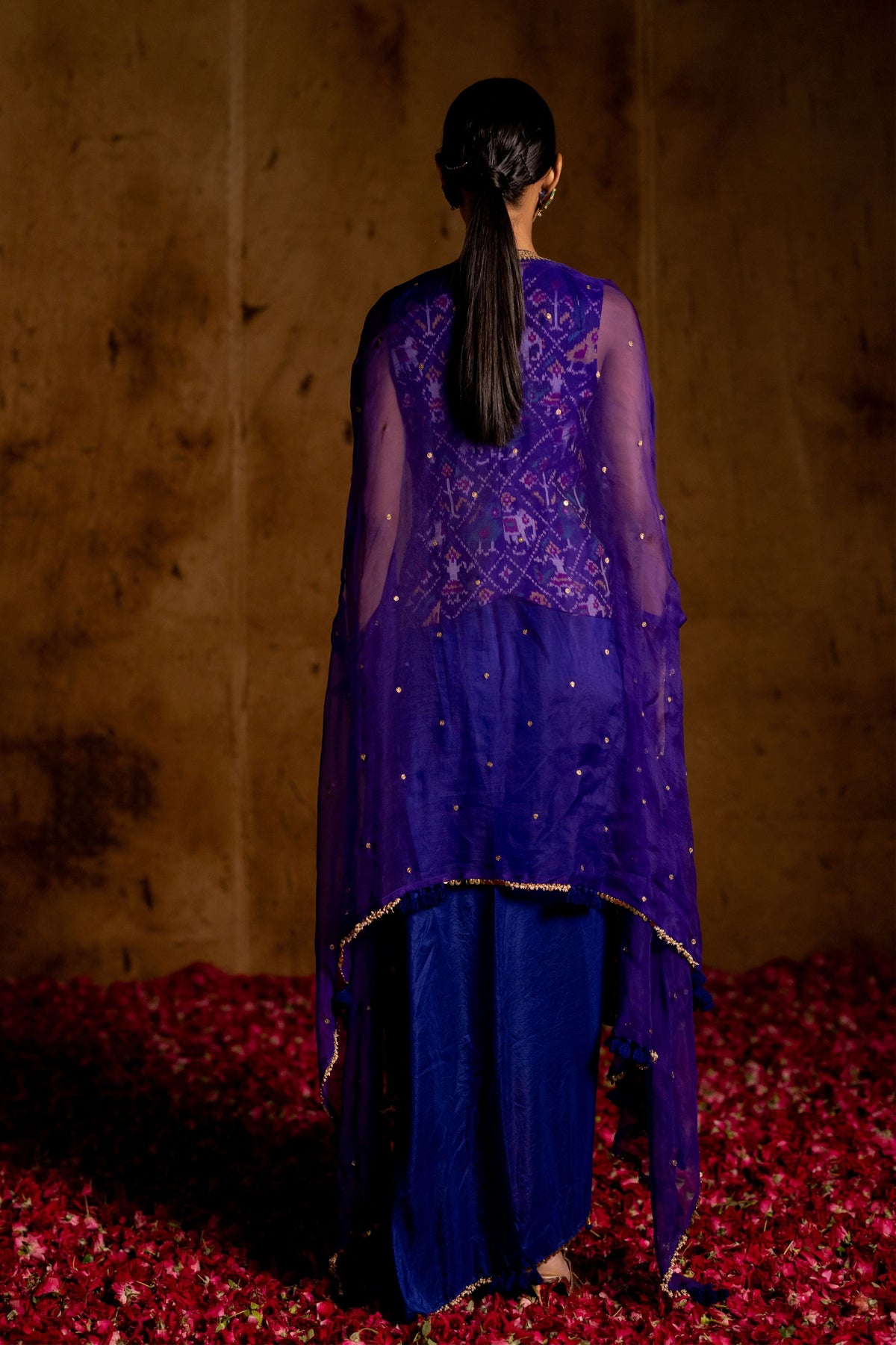 Blue Manjri Patola Skirt Set