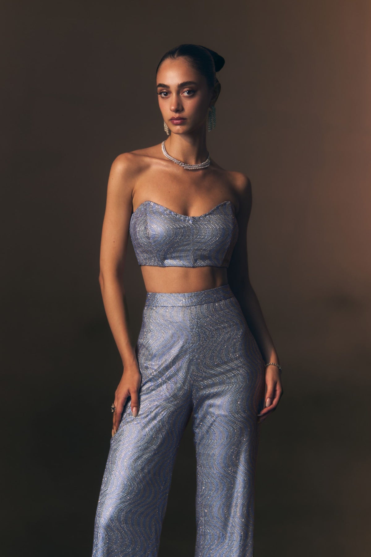 Blue Sharara Pants with Jacket