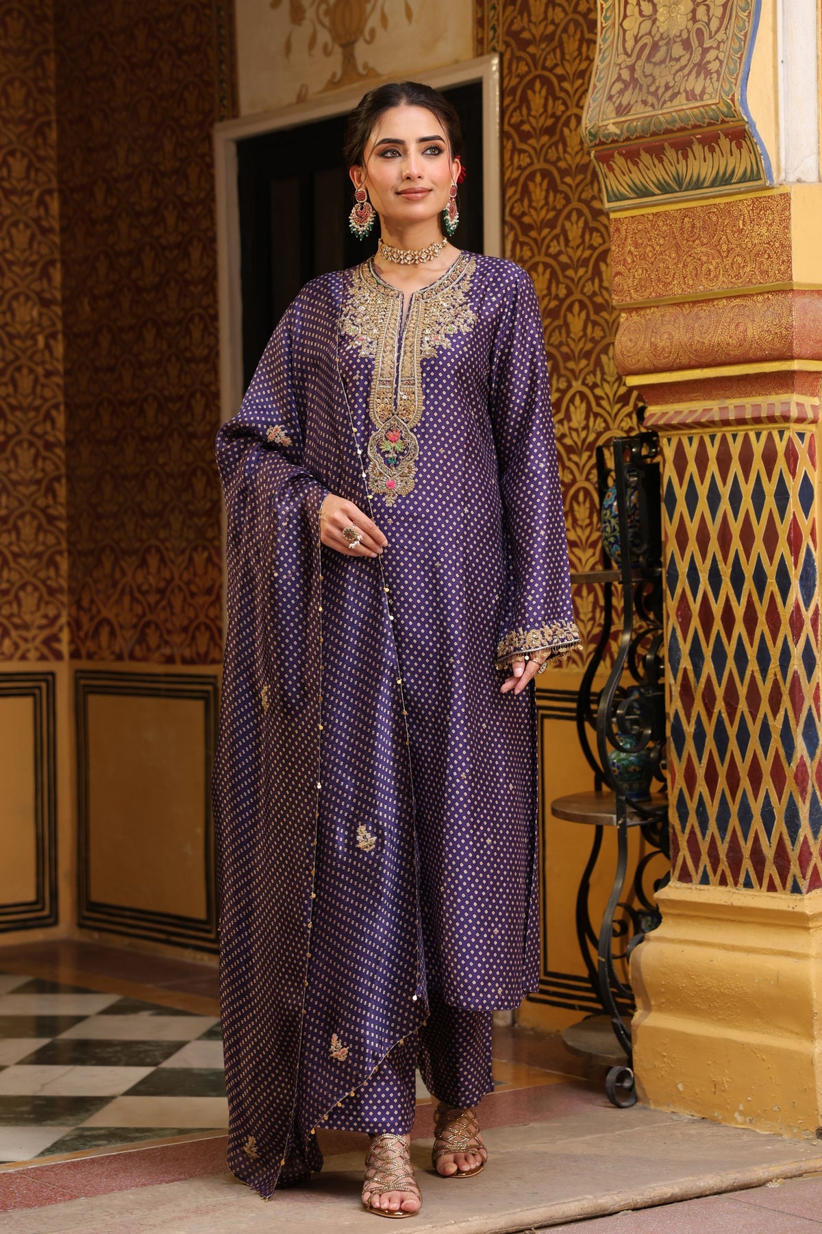 Ahista Purple Printed Kurta Set