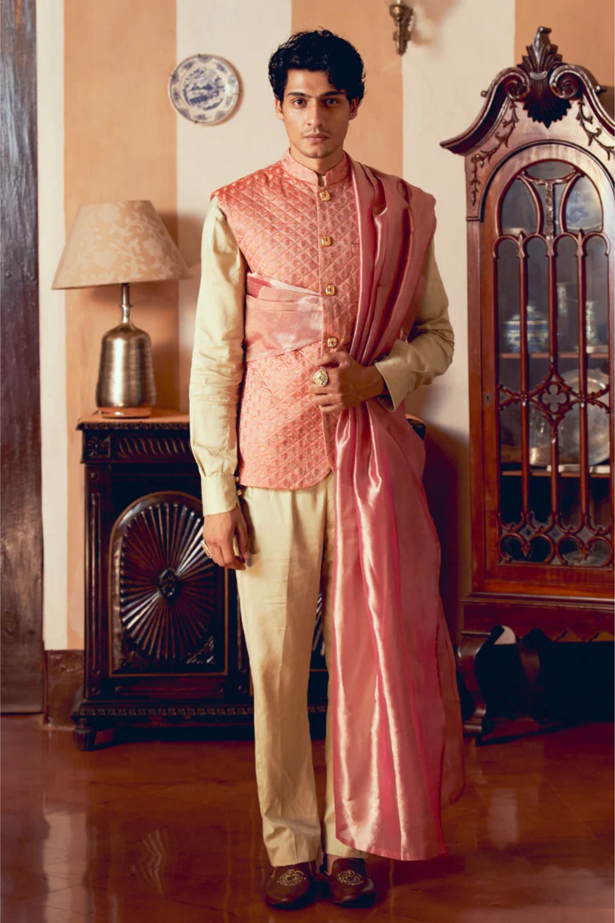 Coral Nehru Jacket Set