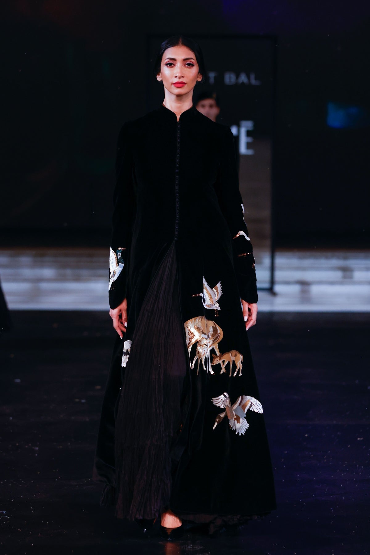 Black Long Jacket With Resham Embroidery