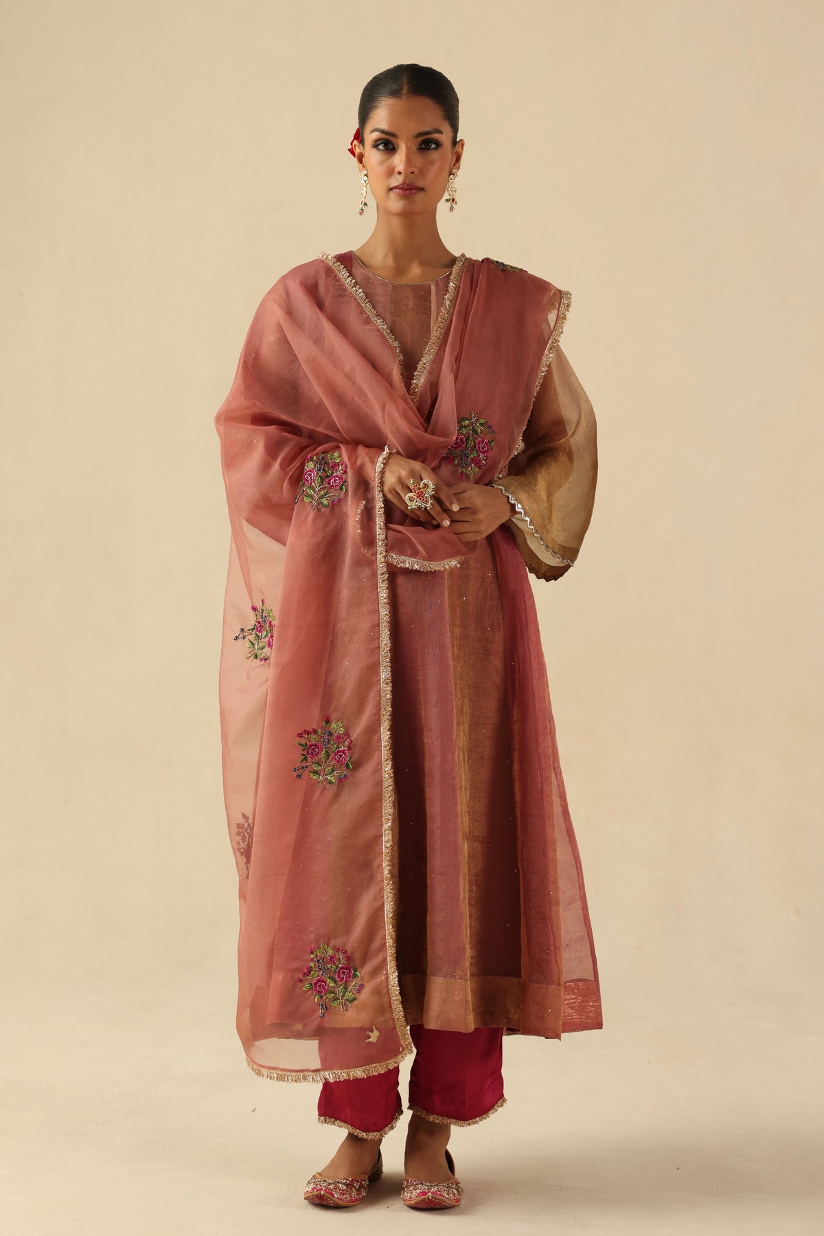 Peach Rimjhim Kurta Set