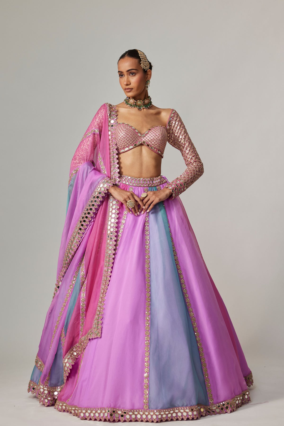 Dark Blush Multicolor Lehenga Set