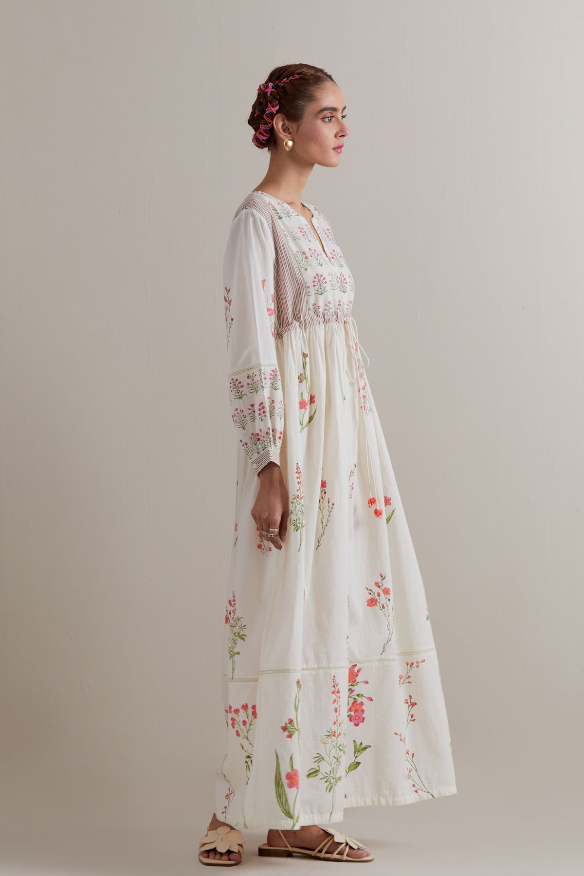 Pink Green Yoke Dress