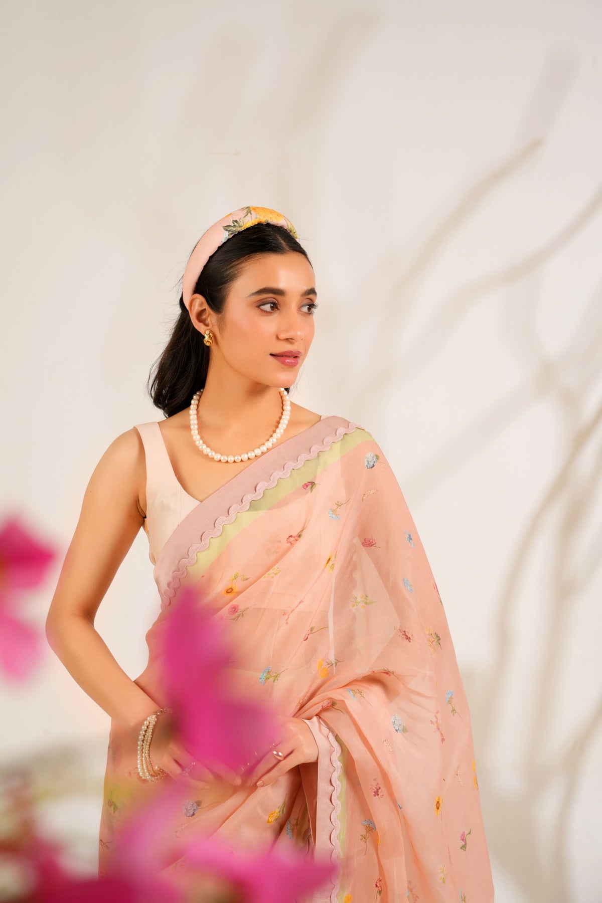 Nude Pink Saree Set