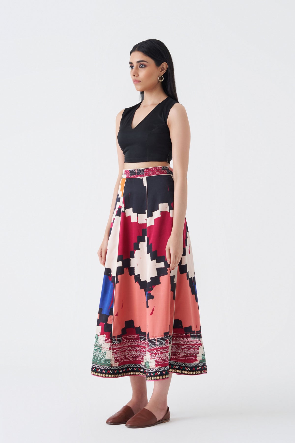 Print and Embroidered Toluca Skirt