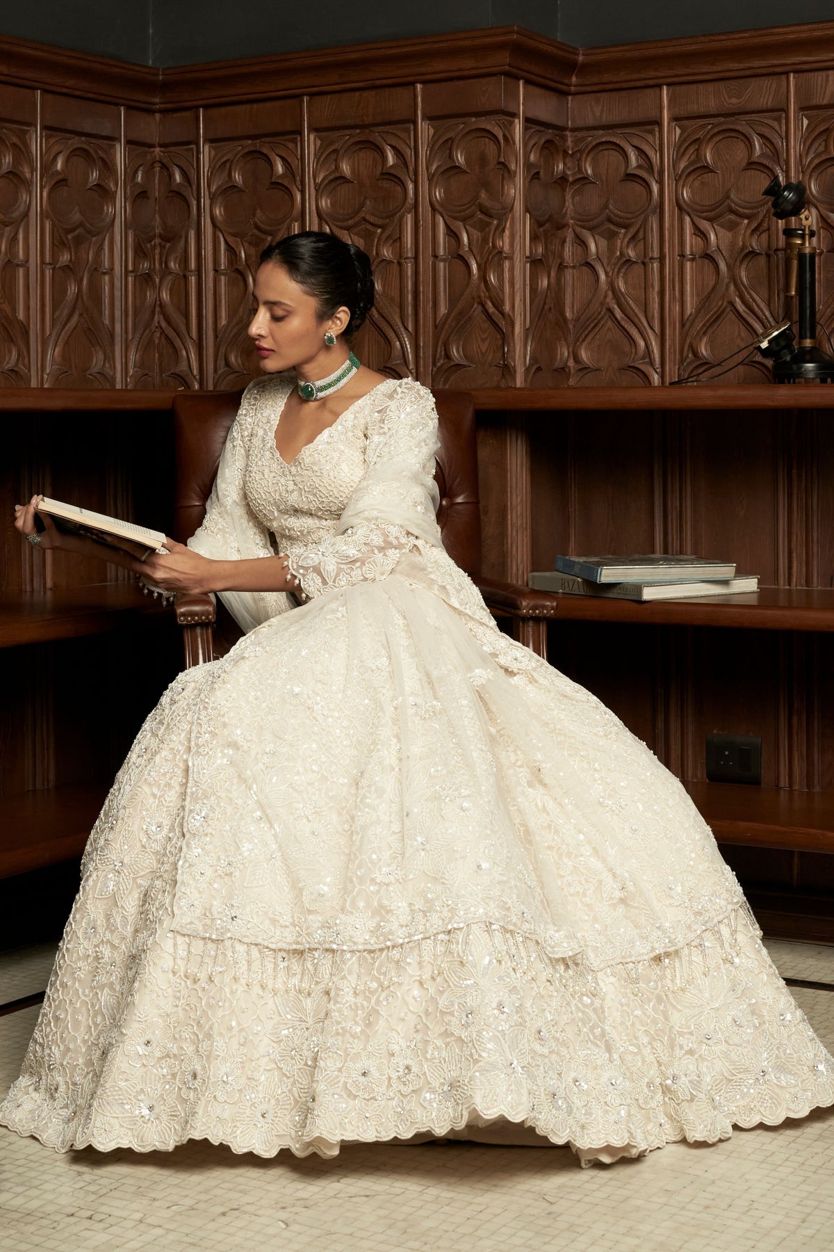 Ivory Net Lehenga Set