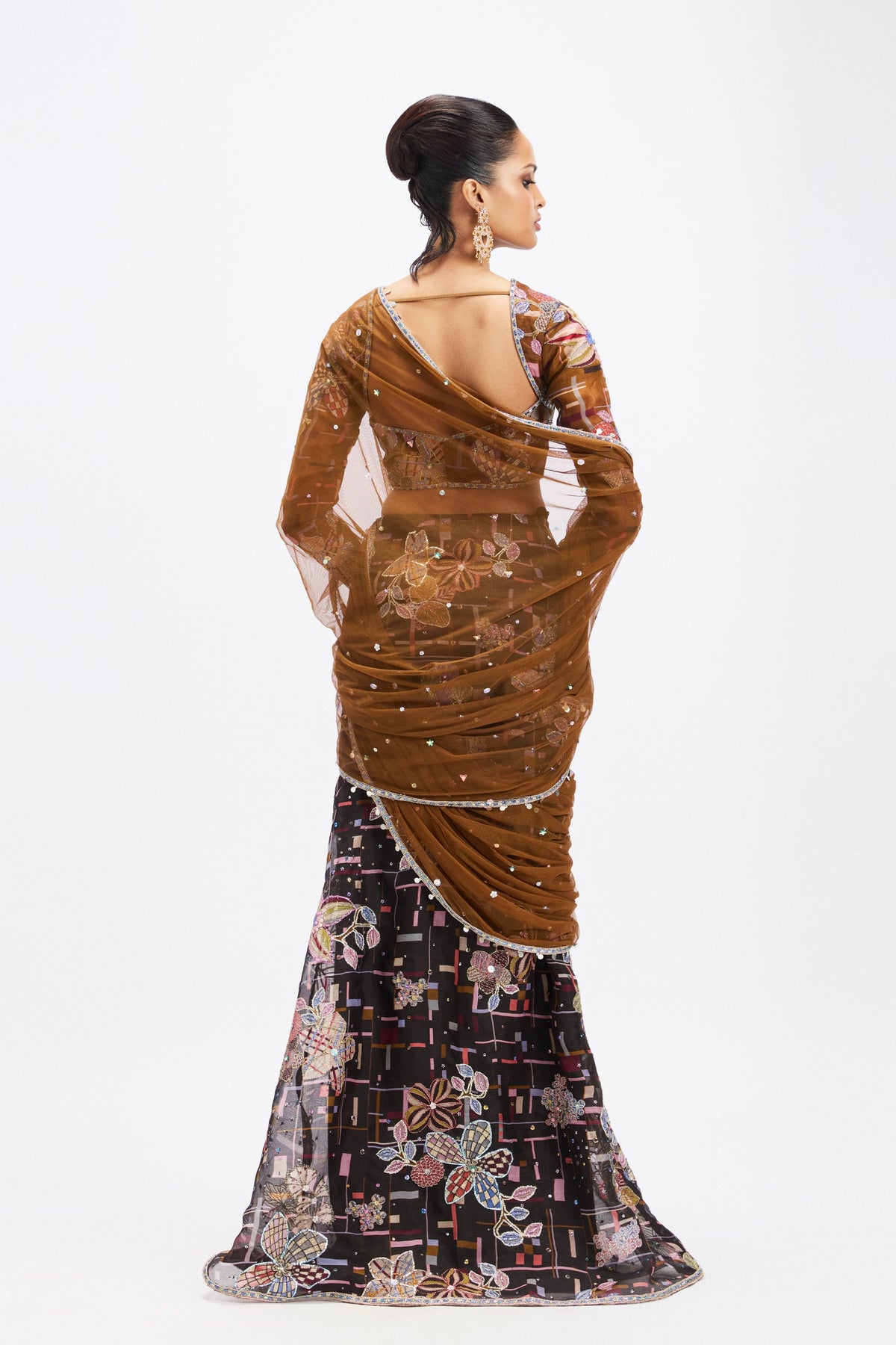 Sepia Organza Lehenga Set