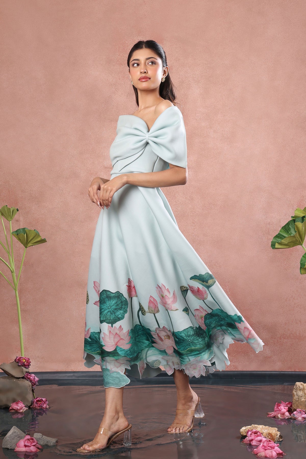 Green Flared Bow Wrap Set