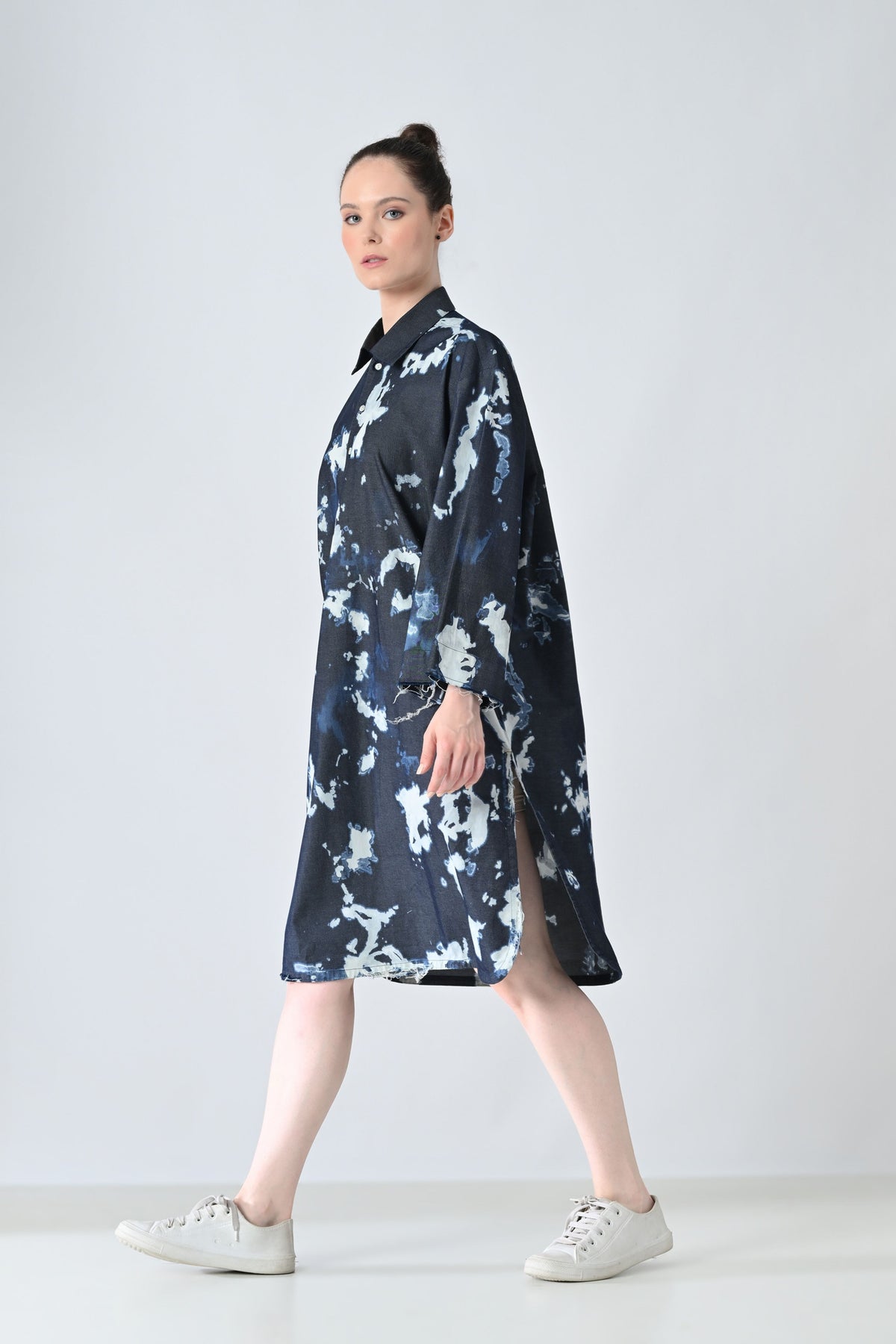 Midnight Blue Ink Shirt Dress