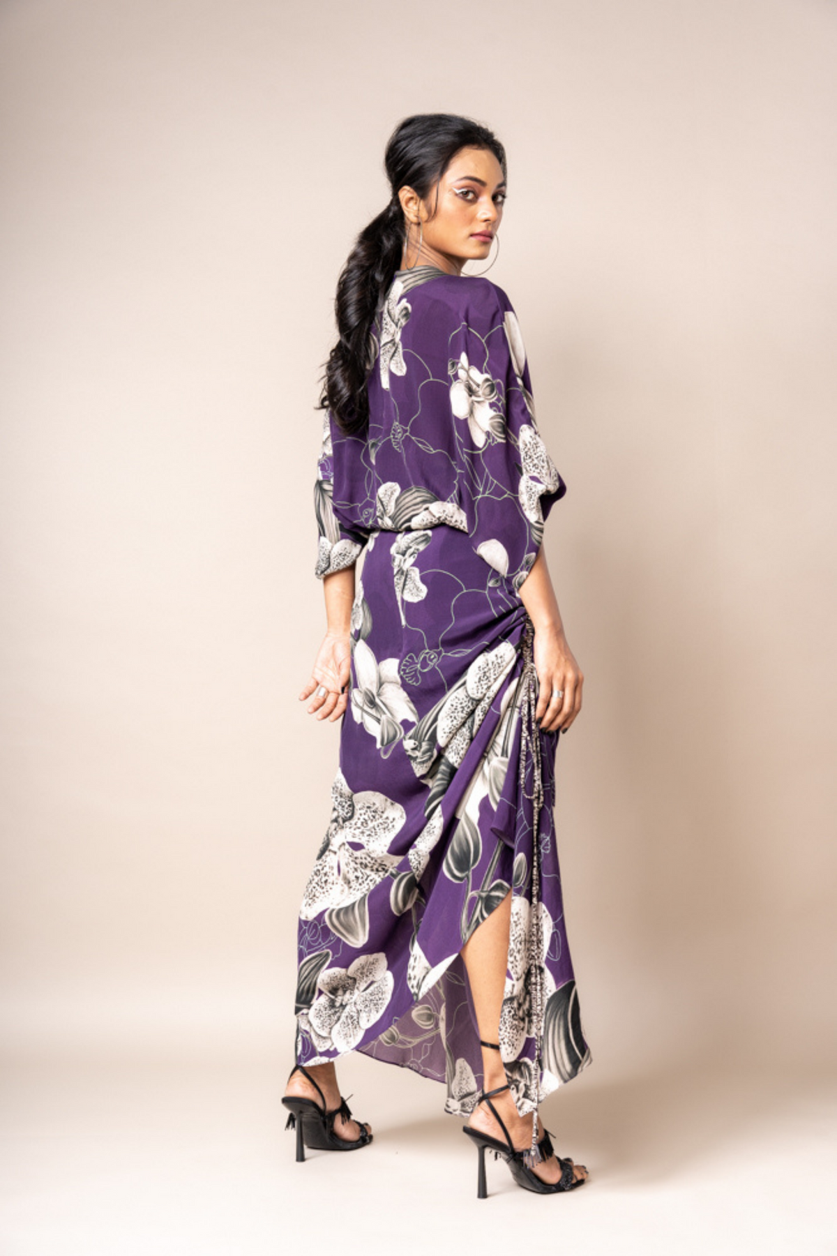 Aubergine Print Wrap Dress