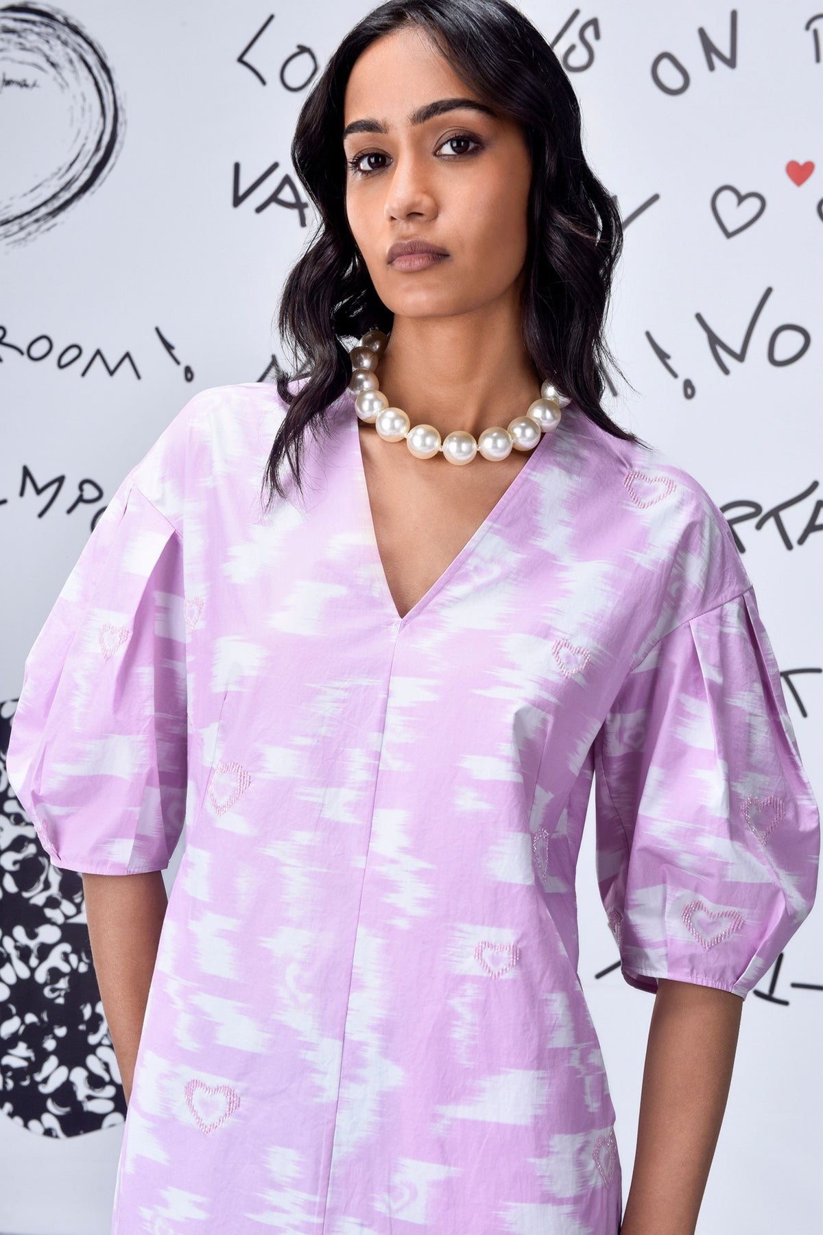Ikkat Check Dress Smoothie Pink