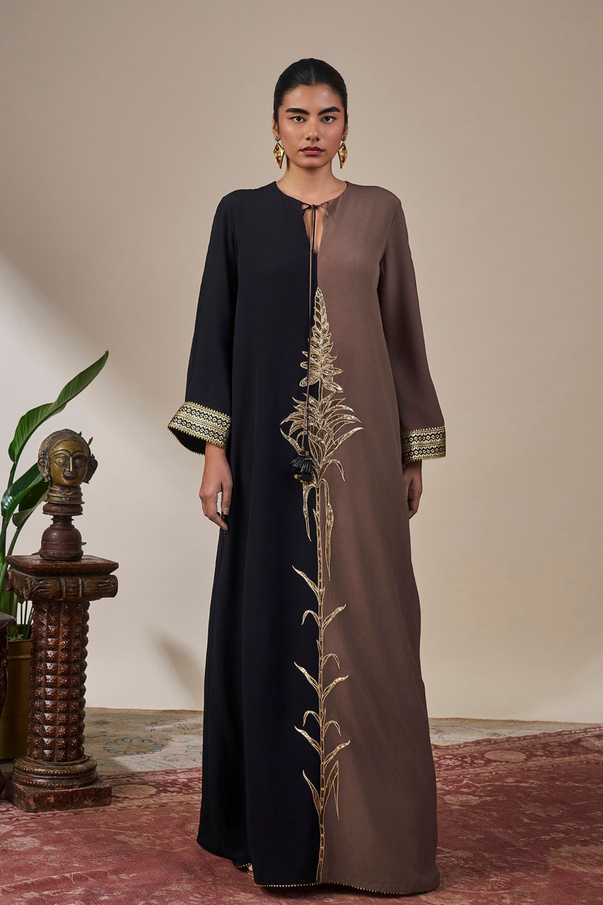 Black & Brown Shaahi Bloom Kaftan