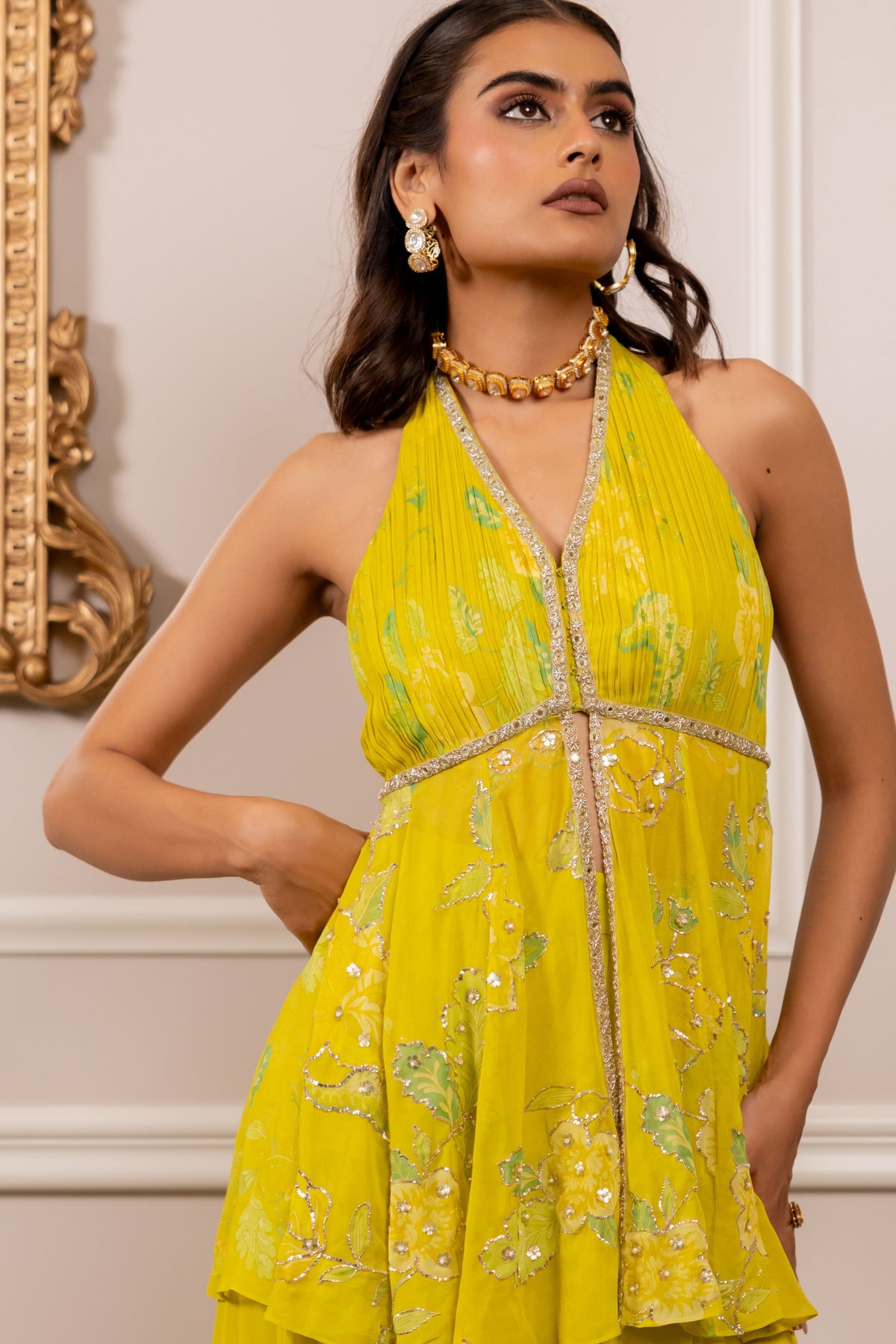 Melinda Yellow Peplum Set
