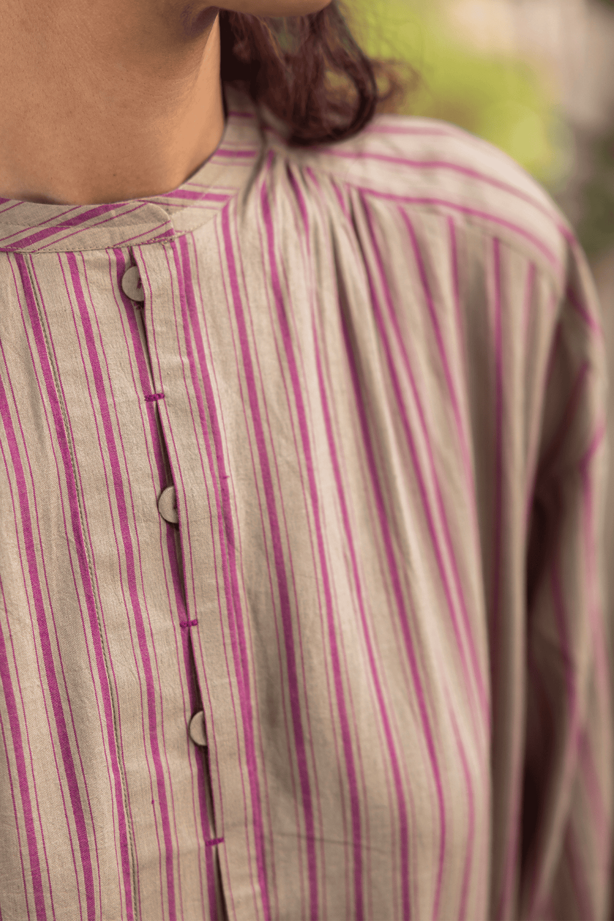 Lost-in-time Striped Clay Kurta Set