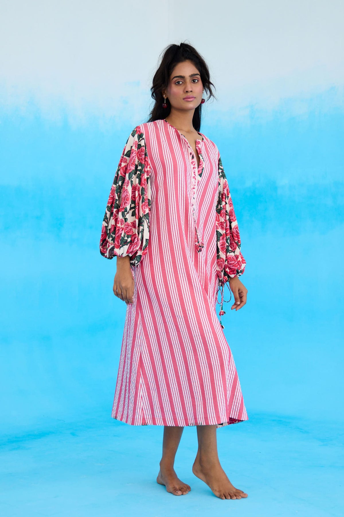 Pink A-line Flower Tassels Dress