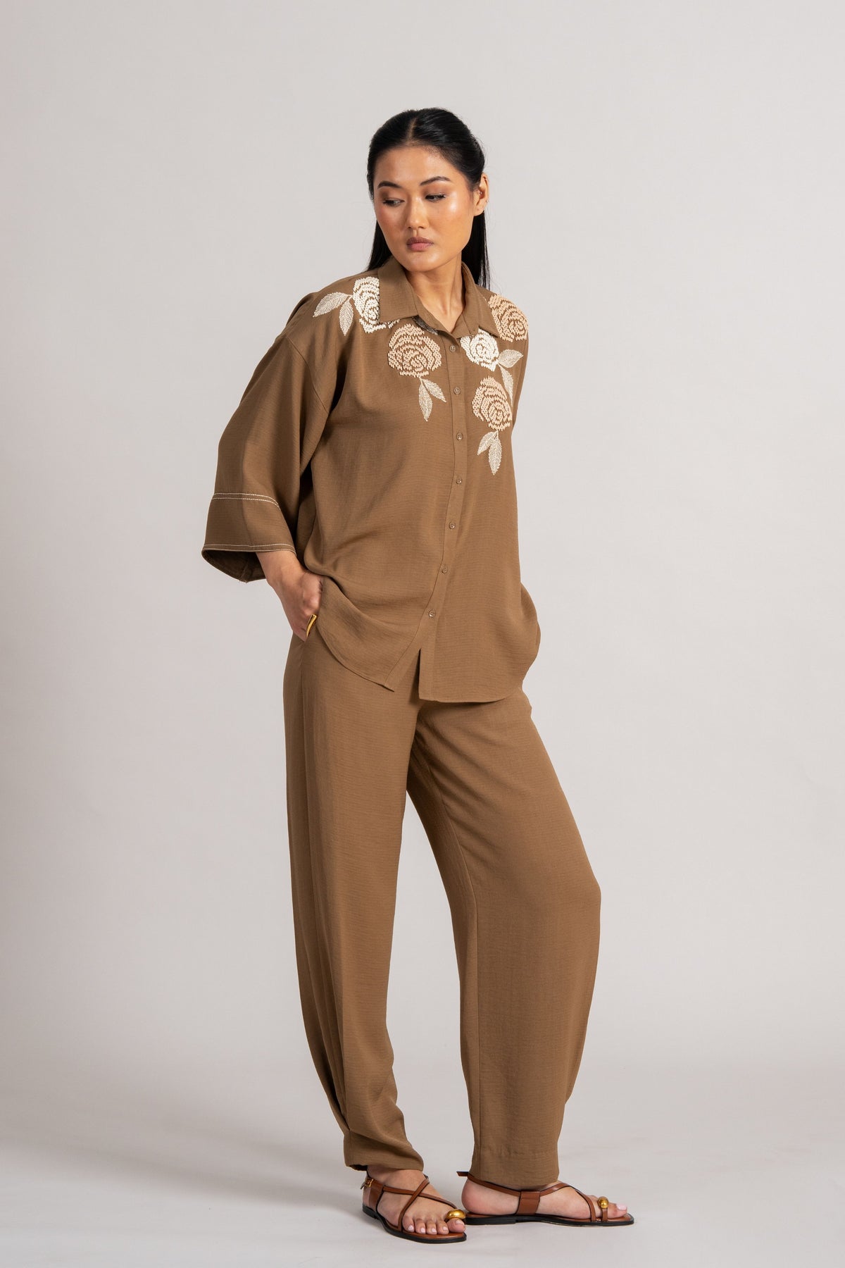 Rose Bunch Front Open Co-ord Set
