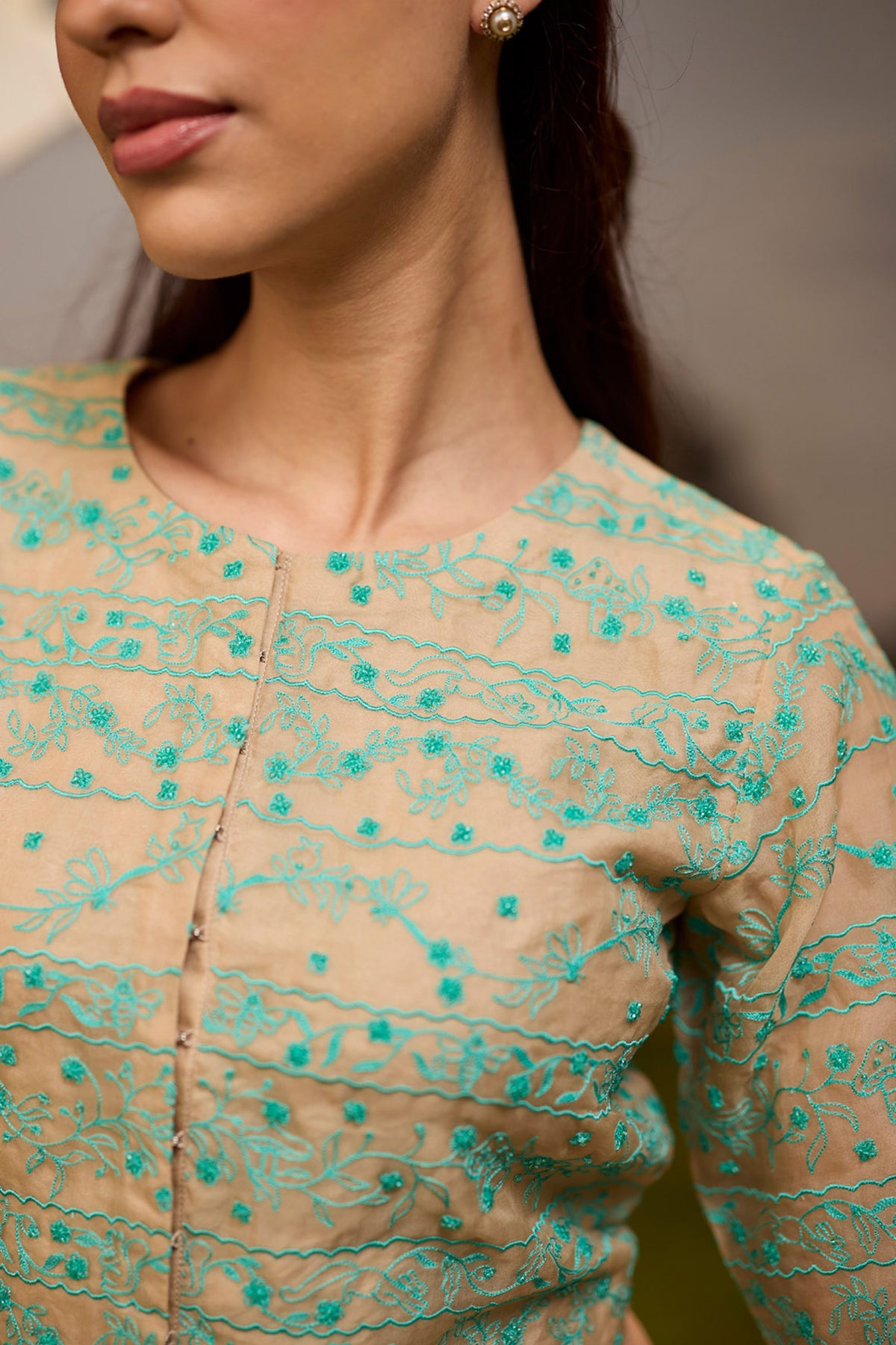 Woodland Stories Embroidered Beige Blouse
