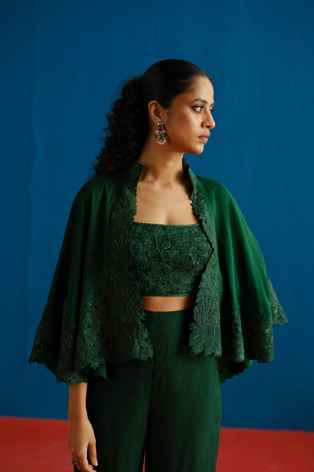 Dark Green Kalie Cape Set