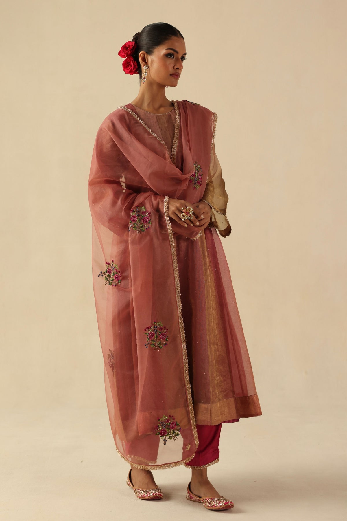 Peach Rimjhim Kurta Set