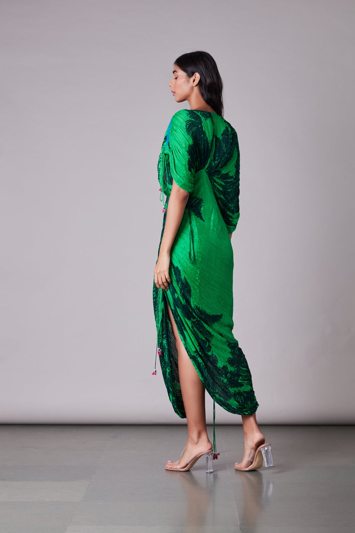 Scratch print sari dress