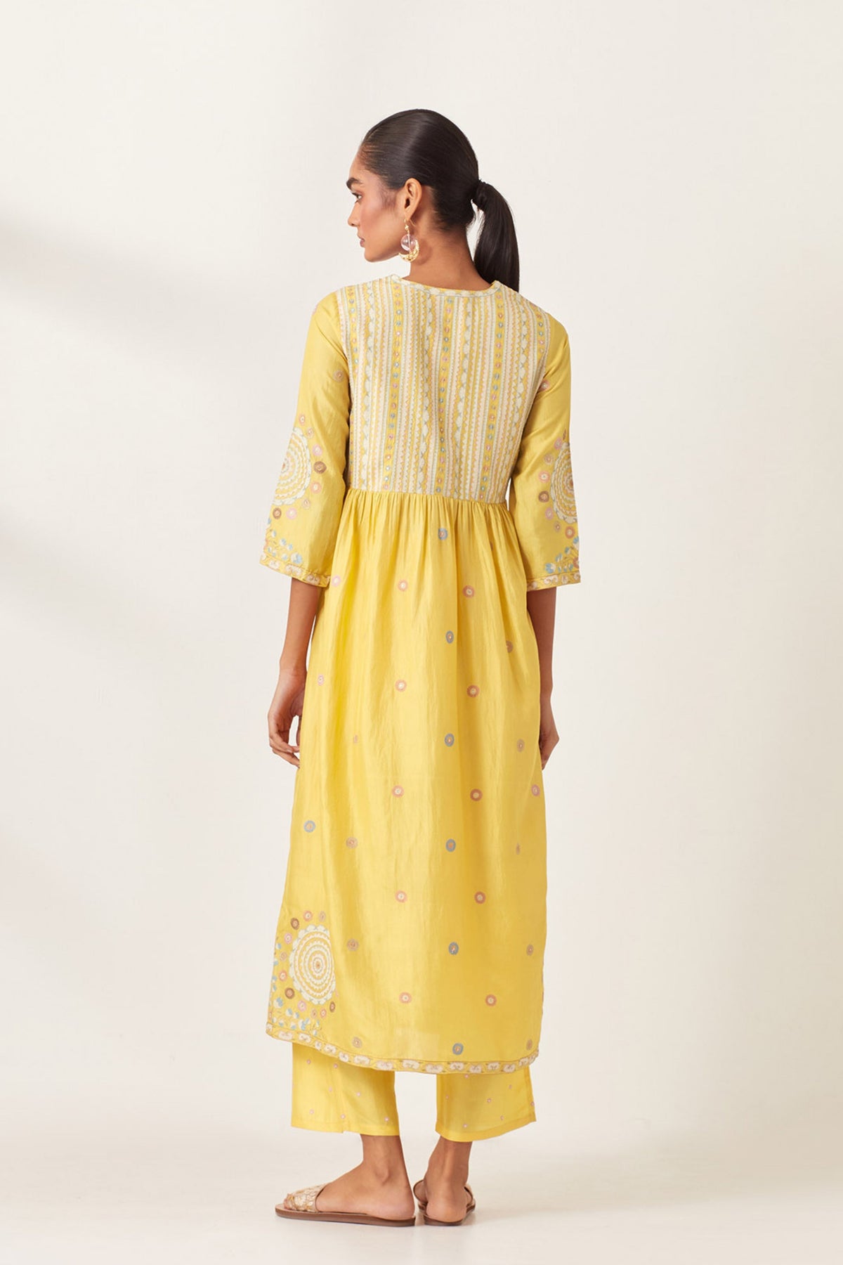 Yellow Silk Kurta Dress Set