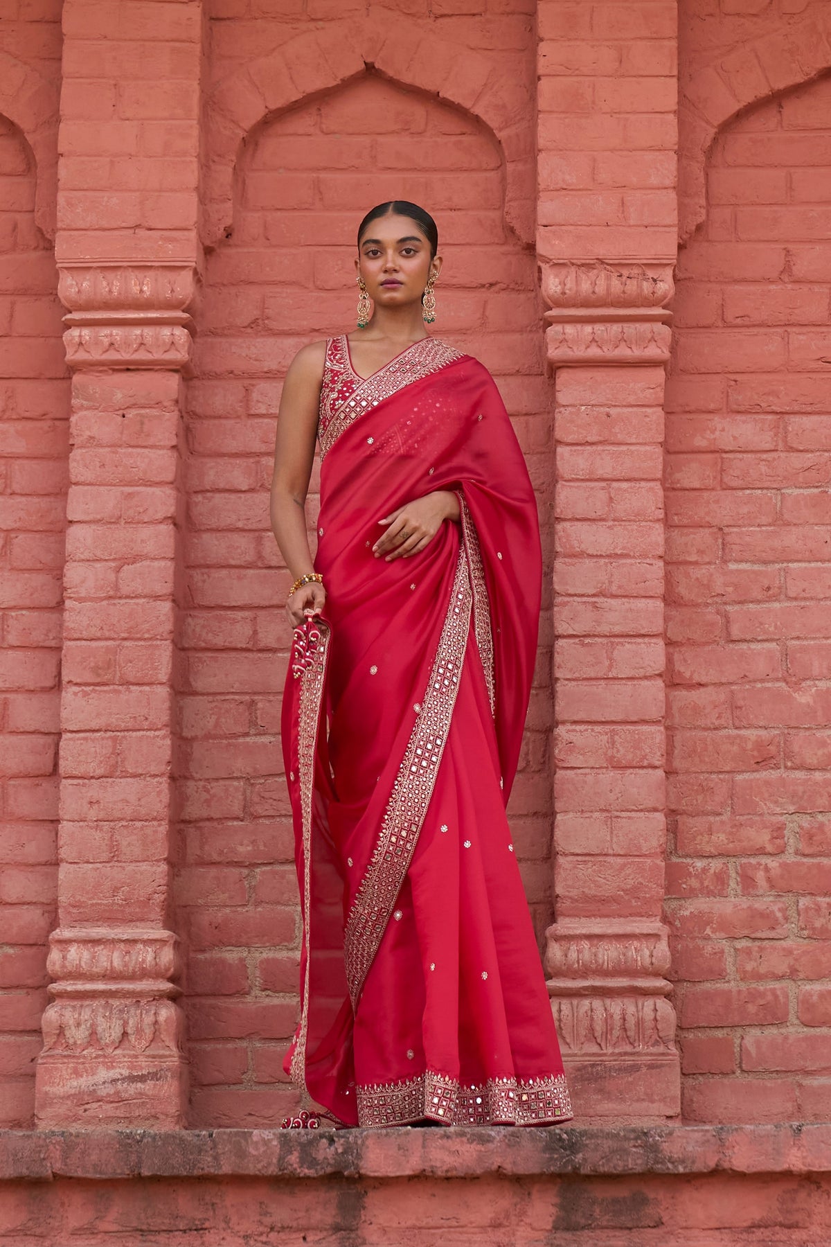 Classic Surkh Red Saree Set