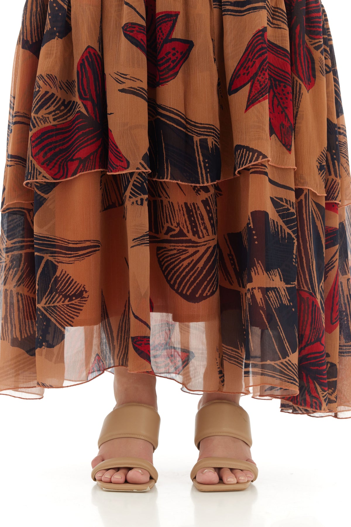 Orange Floral Long Dress