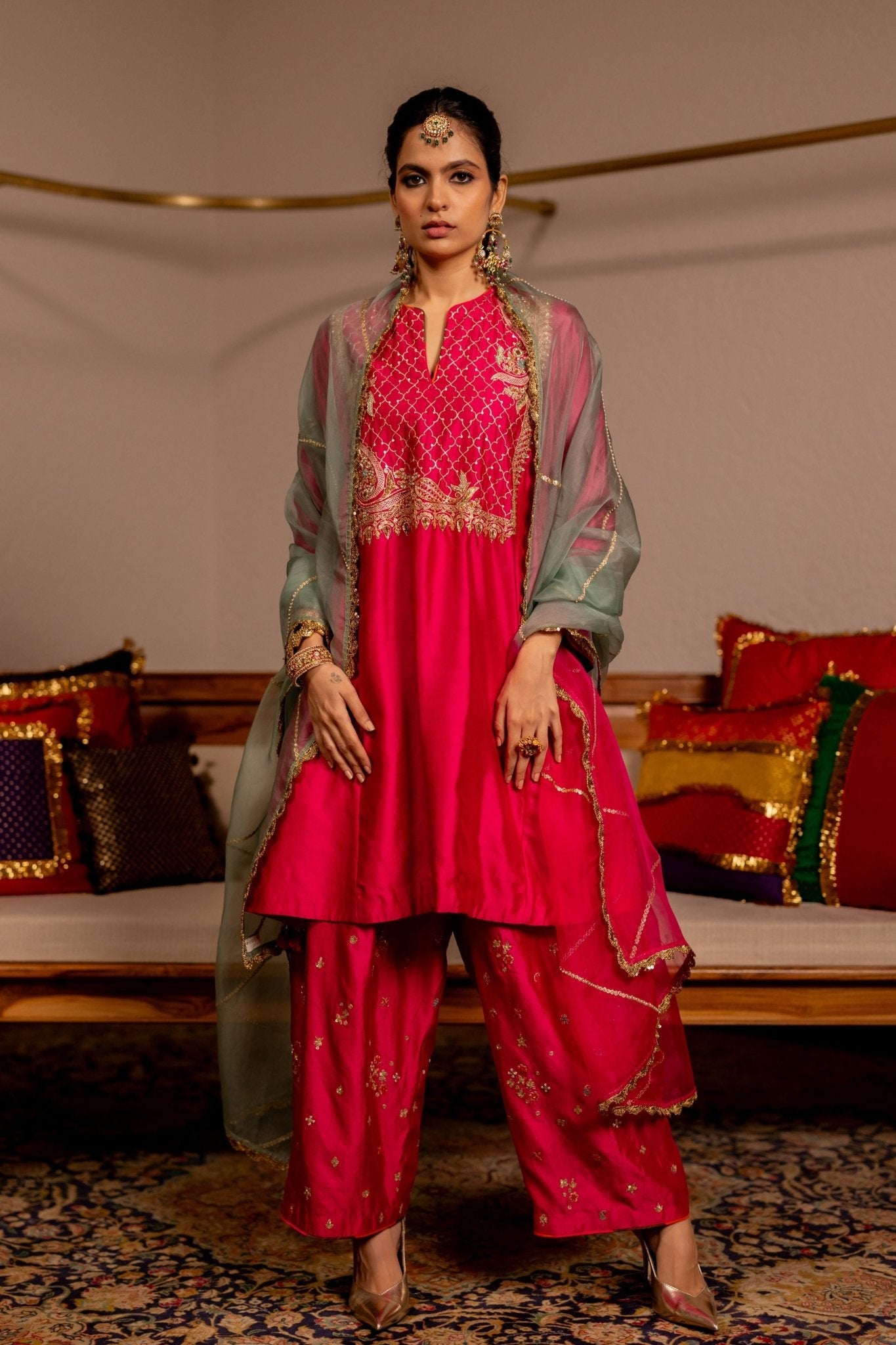 Mrigya Pink Kurta Set - Pooja & Keyur - Elahe