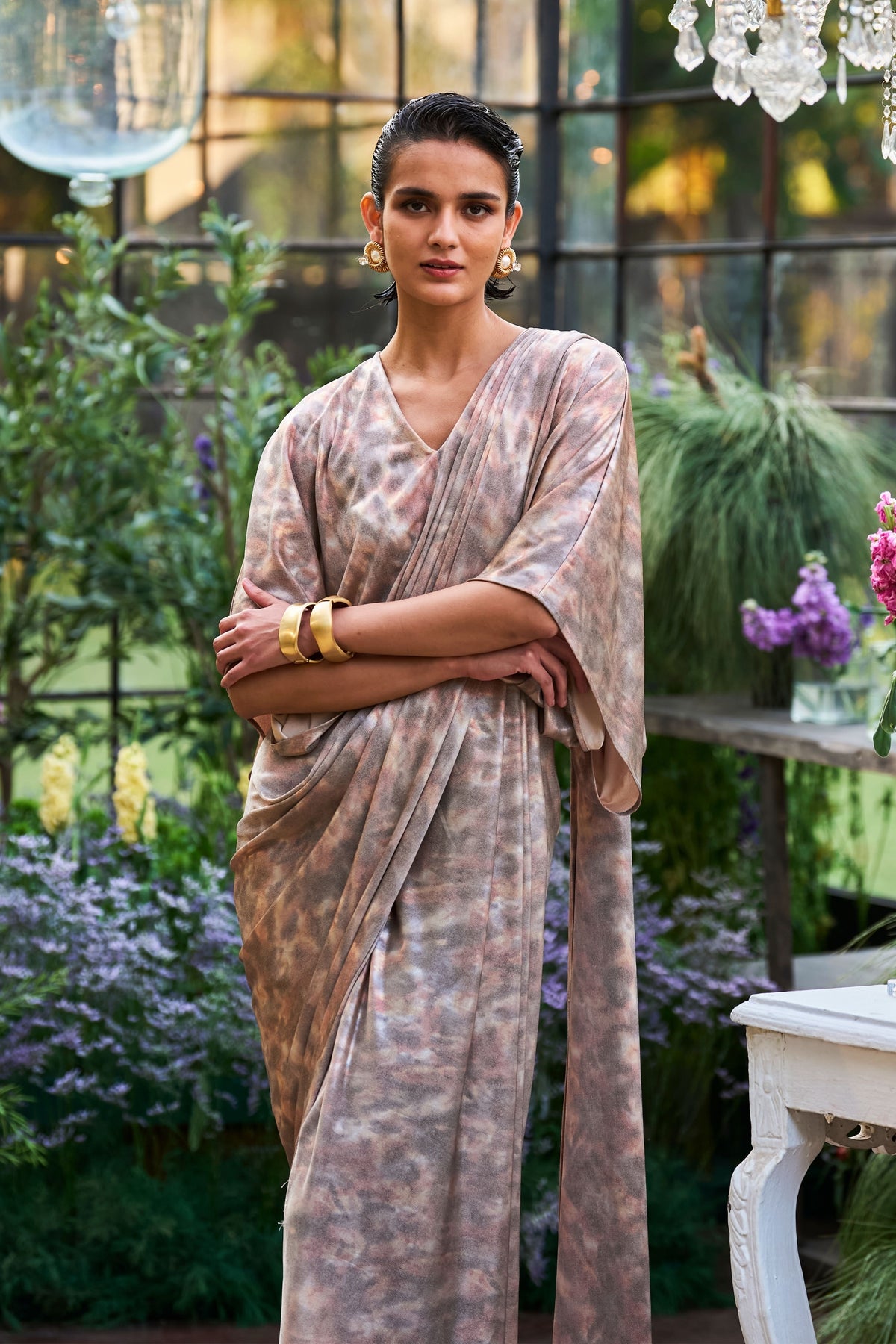Sari Drape Kaftan Gown