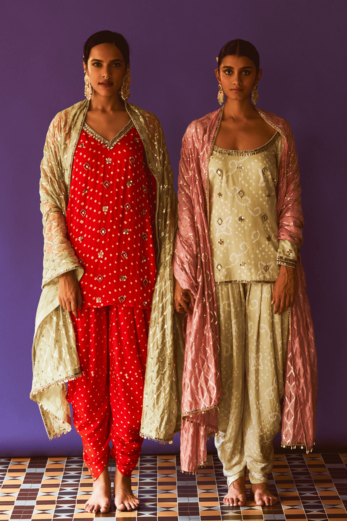 Mint Bandhani Kurta Set