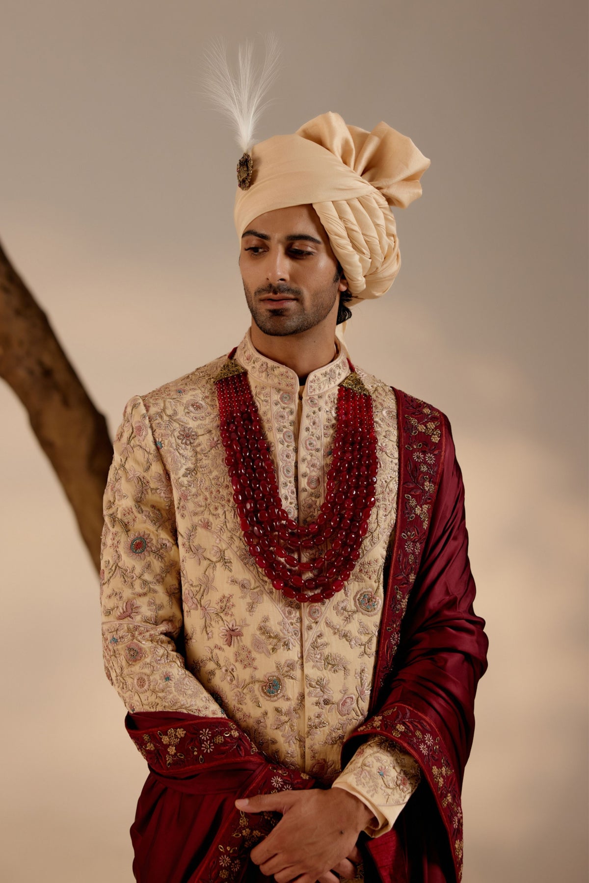 Pale Gold Sherwani Set