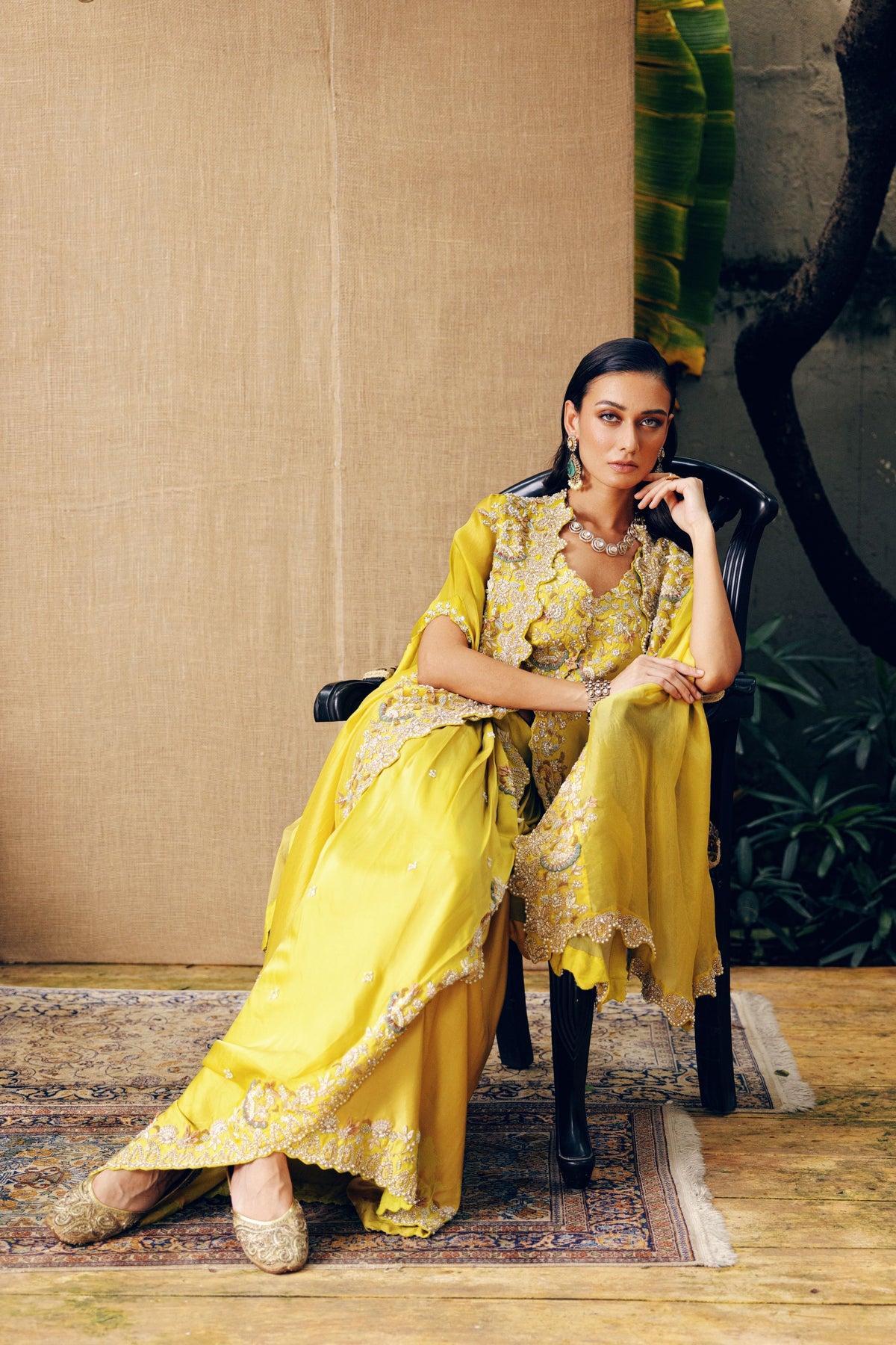 Lime Drape Skirt Set