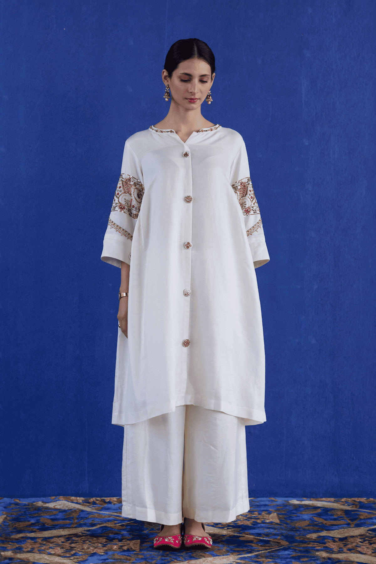 White Kaura Kurta And Pants