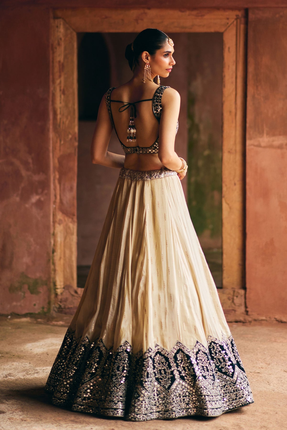 Gold Tissue Lehenga Set