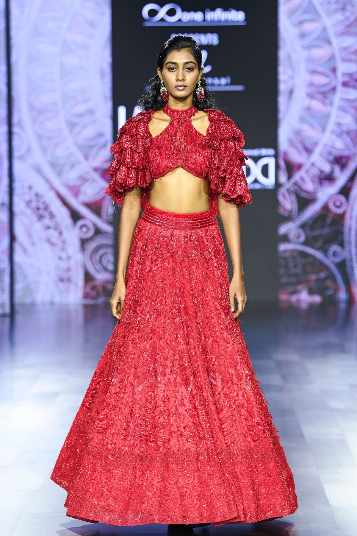 Surkh Camellia Lehenga Set