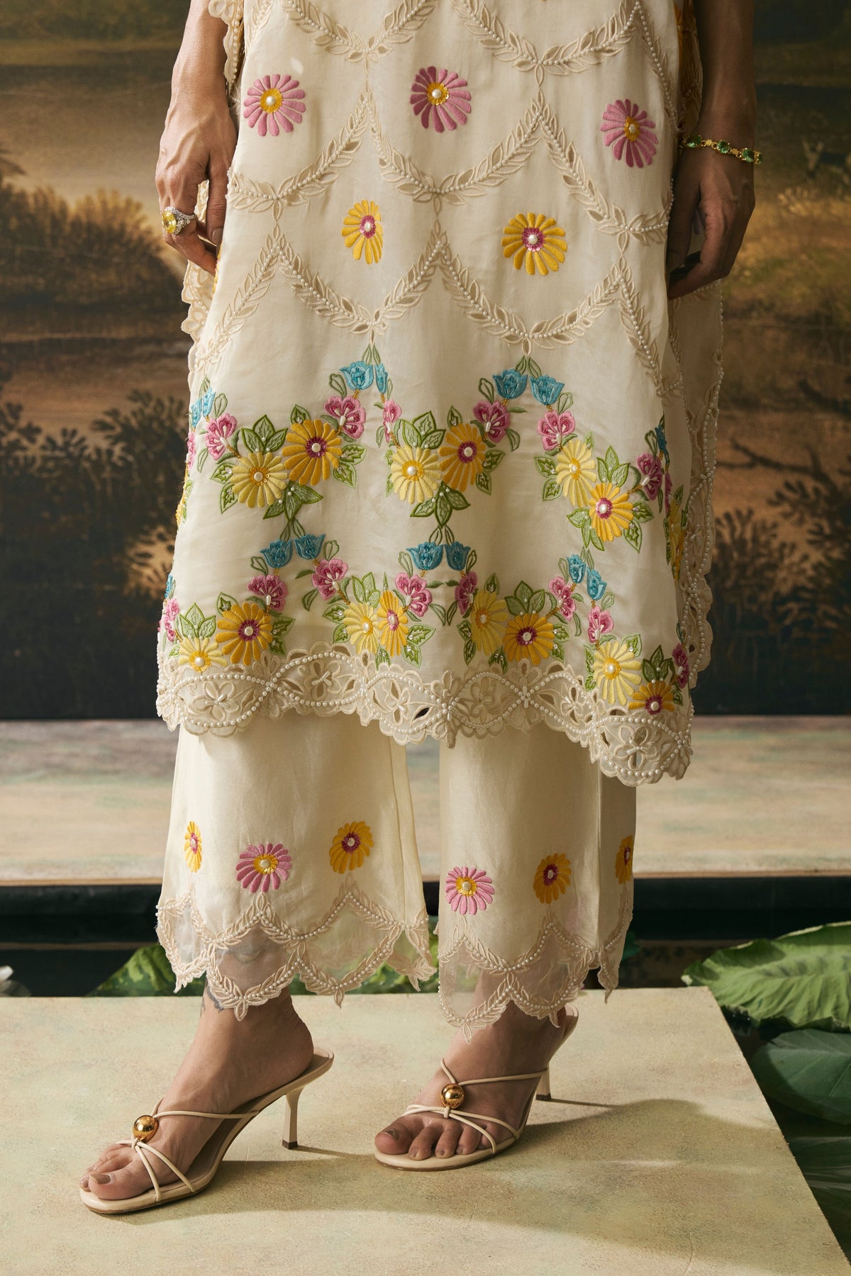 Ivory Floral Kaftan