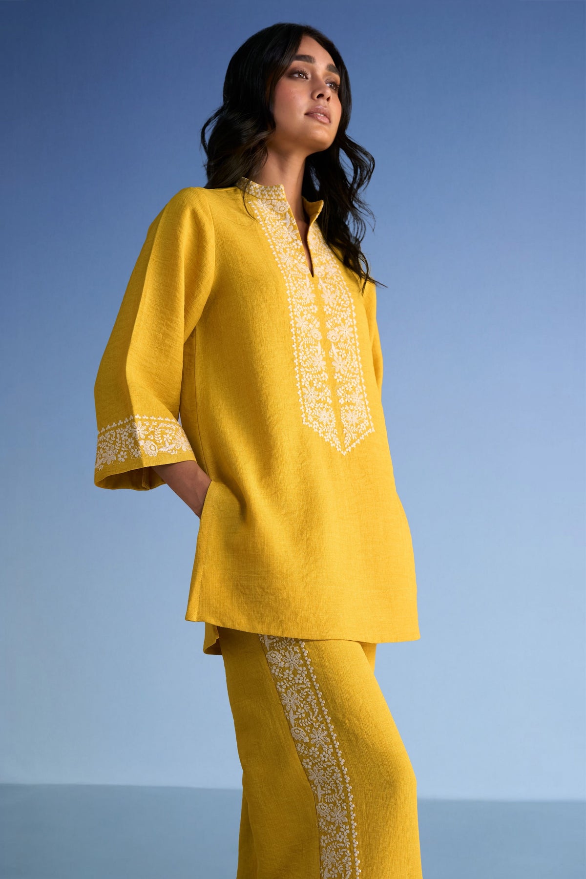 Yellow Embroidered Pants