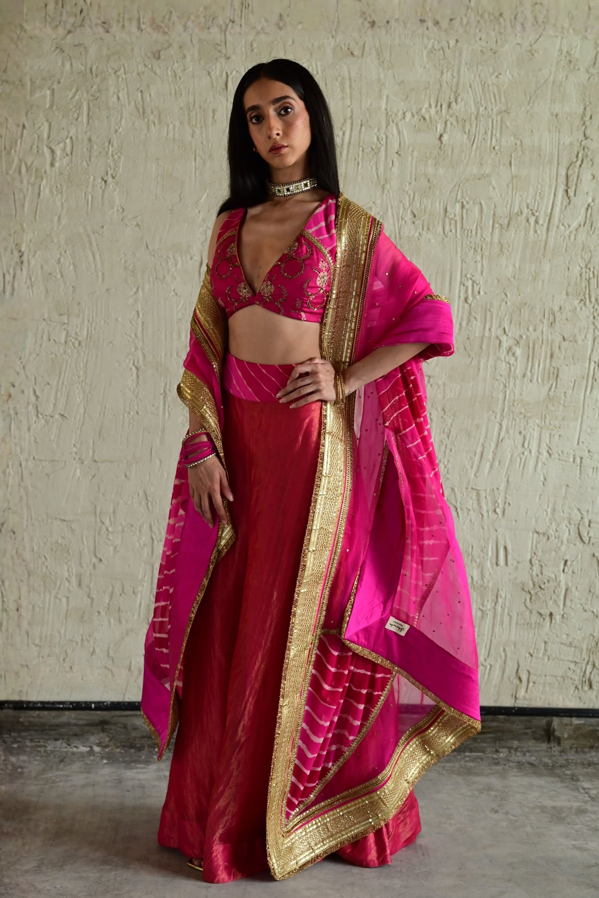 Hot Pink Choli Sharara Set