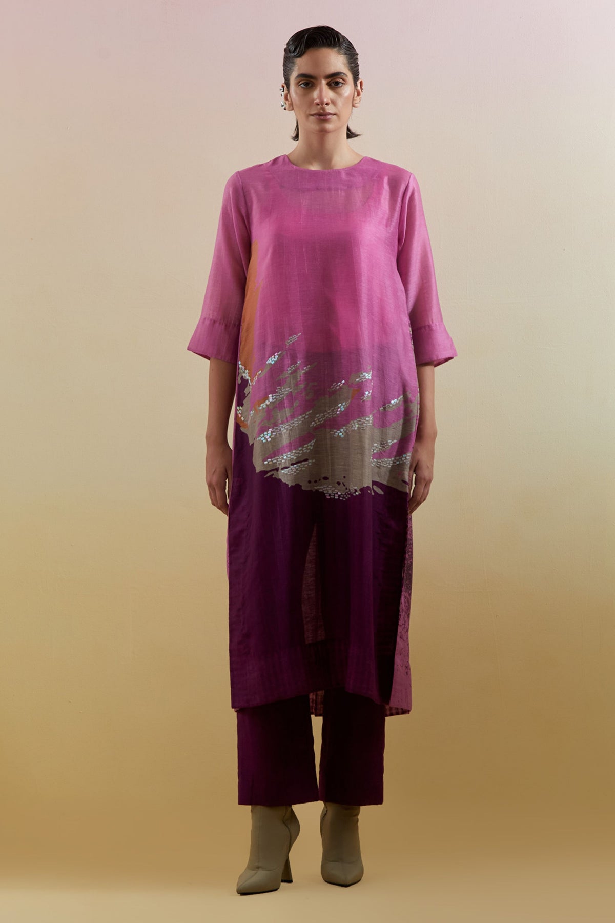 Gliss Pink & Purple Kurta Set