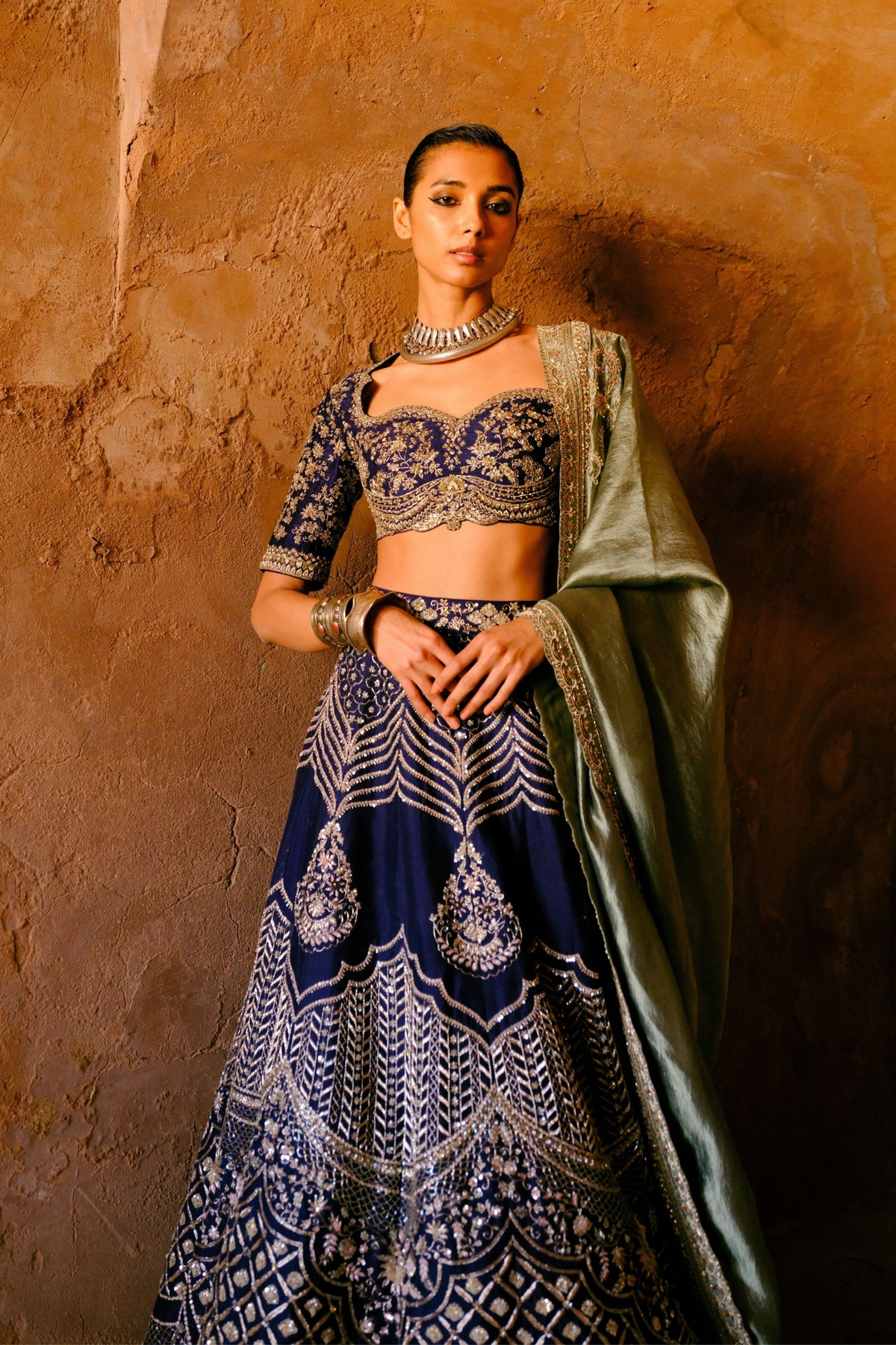 Embroidered Purple Lehenga Set