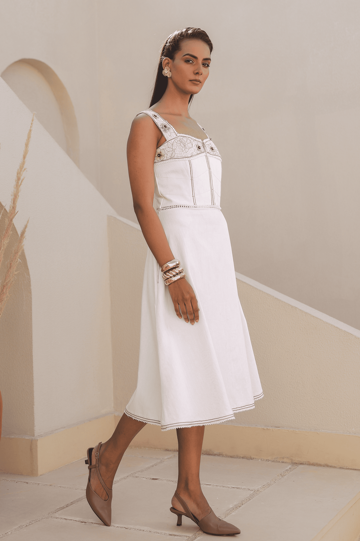 Azure Corset Dress in White
